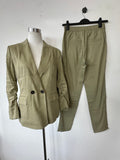 Marc Cain Khaki Linen Blazer & Trousers, Size N2, Very Good Condition