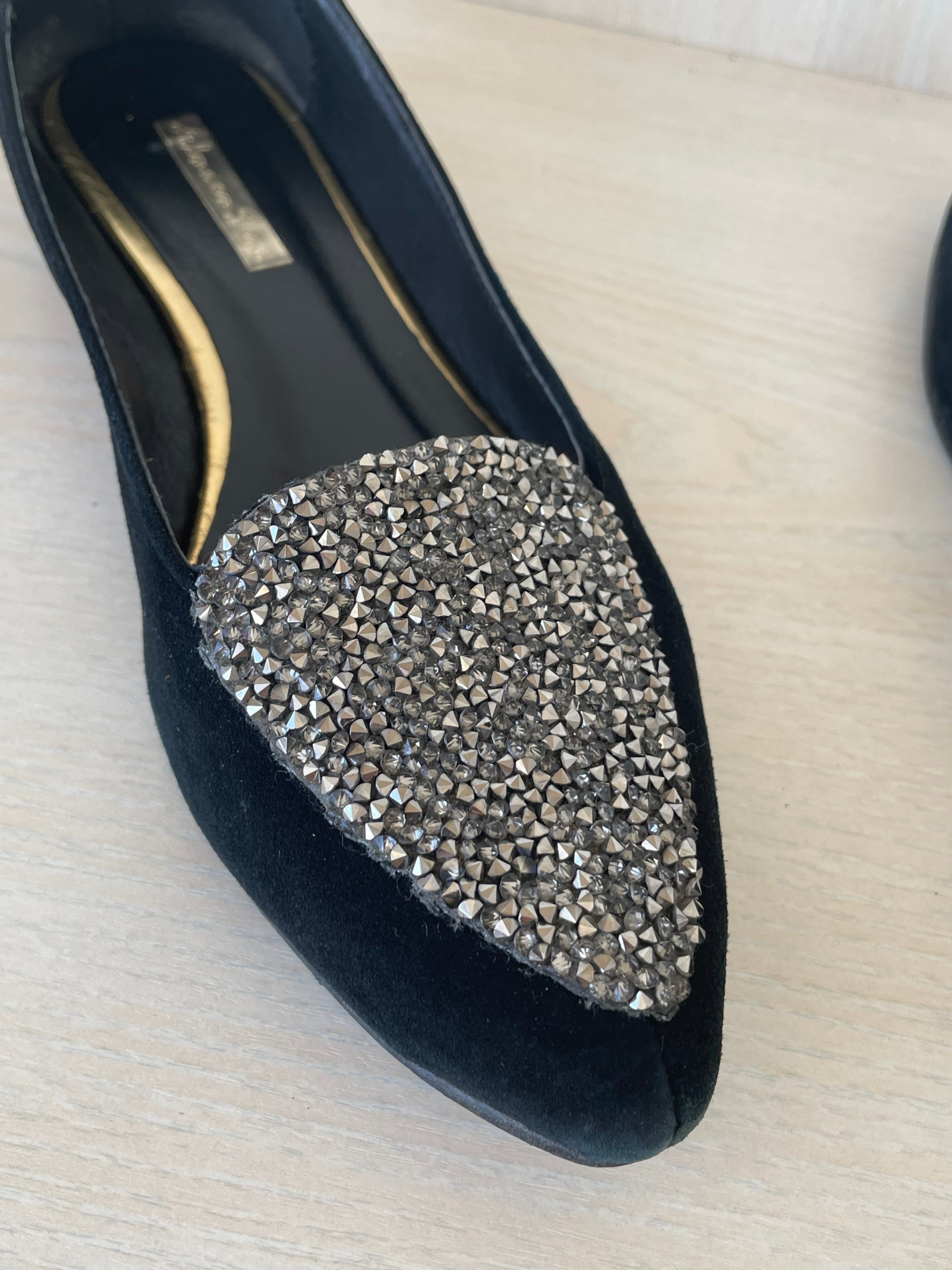Alma en Pena Black Glitter Flats, EU 38, Very Good Condition