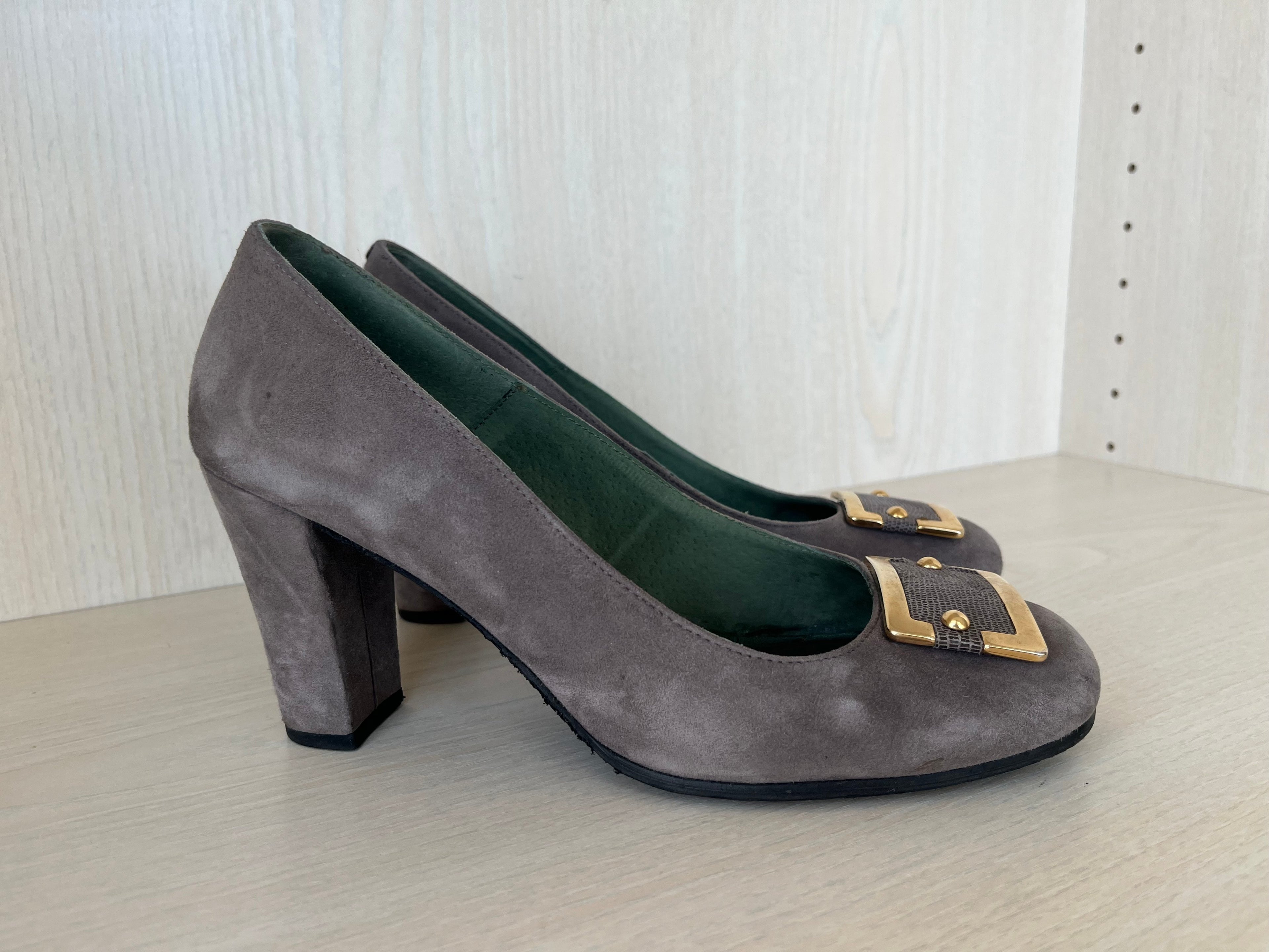 Valty Damen Wildlederpumps, Taupe, Gr. 39, Sehr Gut, Absatz 8,5 cm