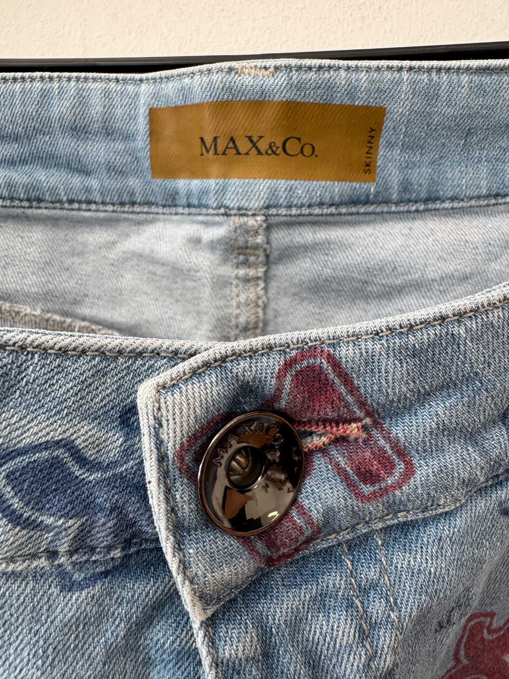 MAX&Co Alphabet Monogram Jeans Size 29 Light Blue Very Good Condition