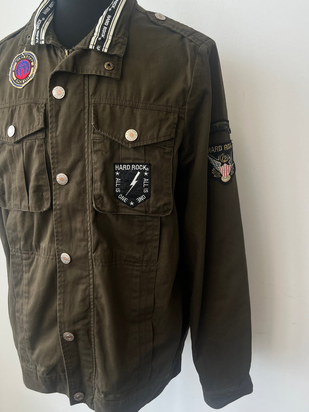 Hard Rock Military Field Jacket – Baumwolle, Militärgrün, Größe L, Sehr Gut