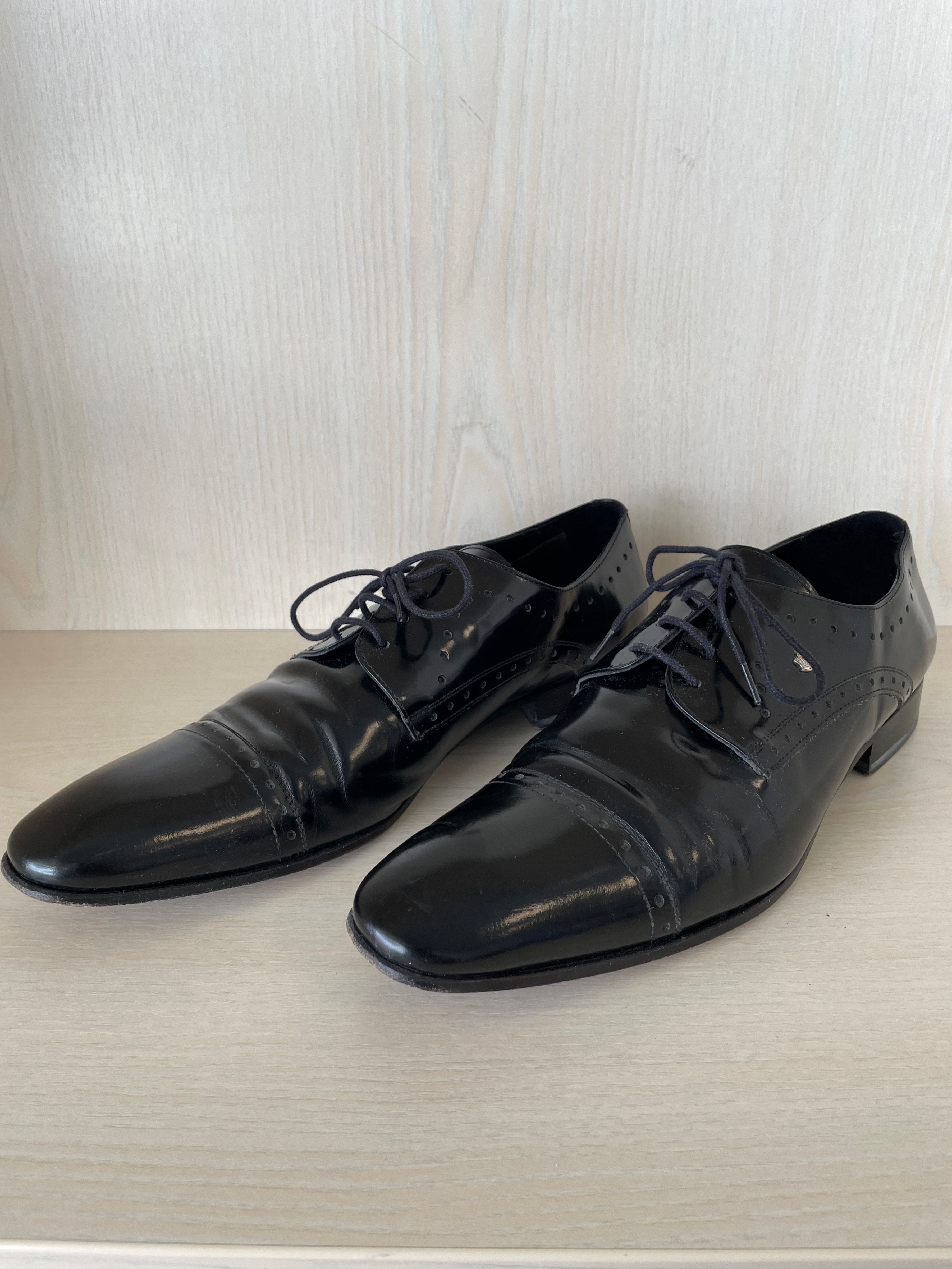 Pedro Camino Black Leather Brogue Oxfords, Size 43 EU, Very Good Condition