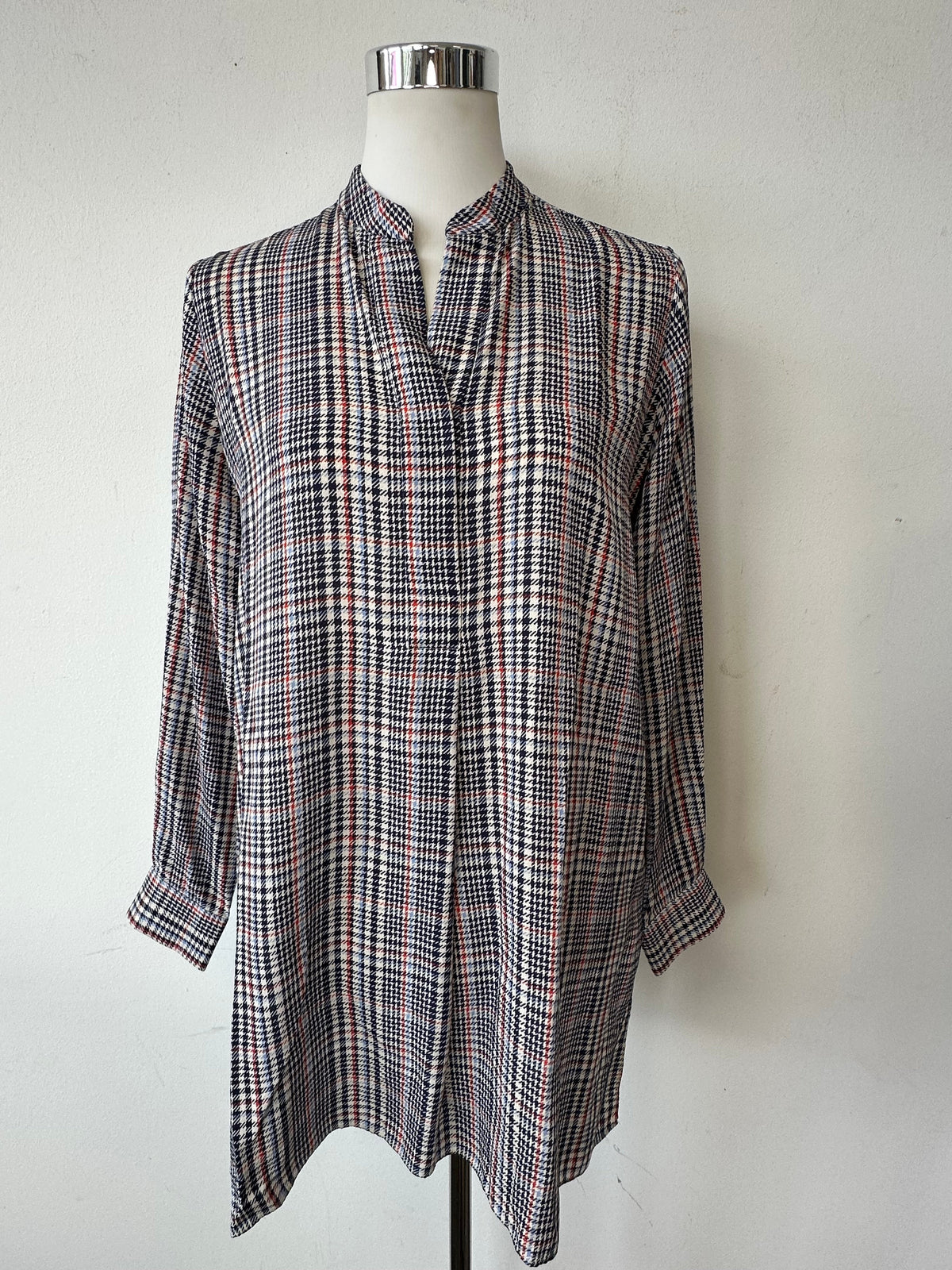 Joseph Lara Blouse, Plaid, Size 38, 100% Silk, Very Good Condition