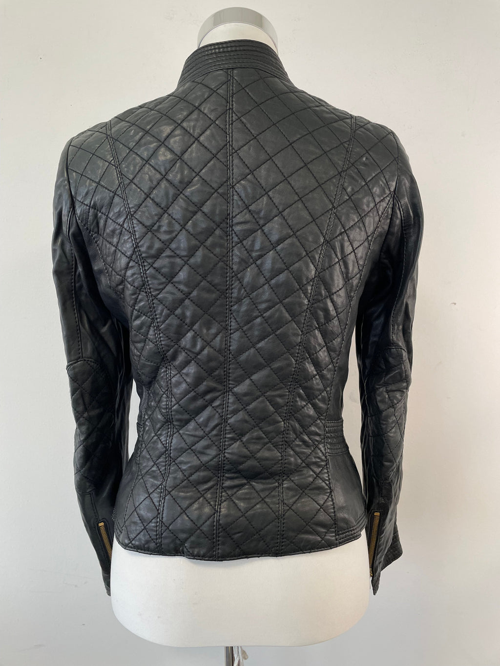 Schyia gesteppte Leder-Bikerjacke, Schwarz, Größe ?, Sehr Gut