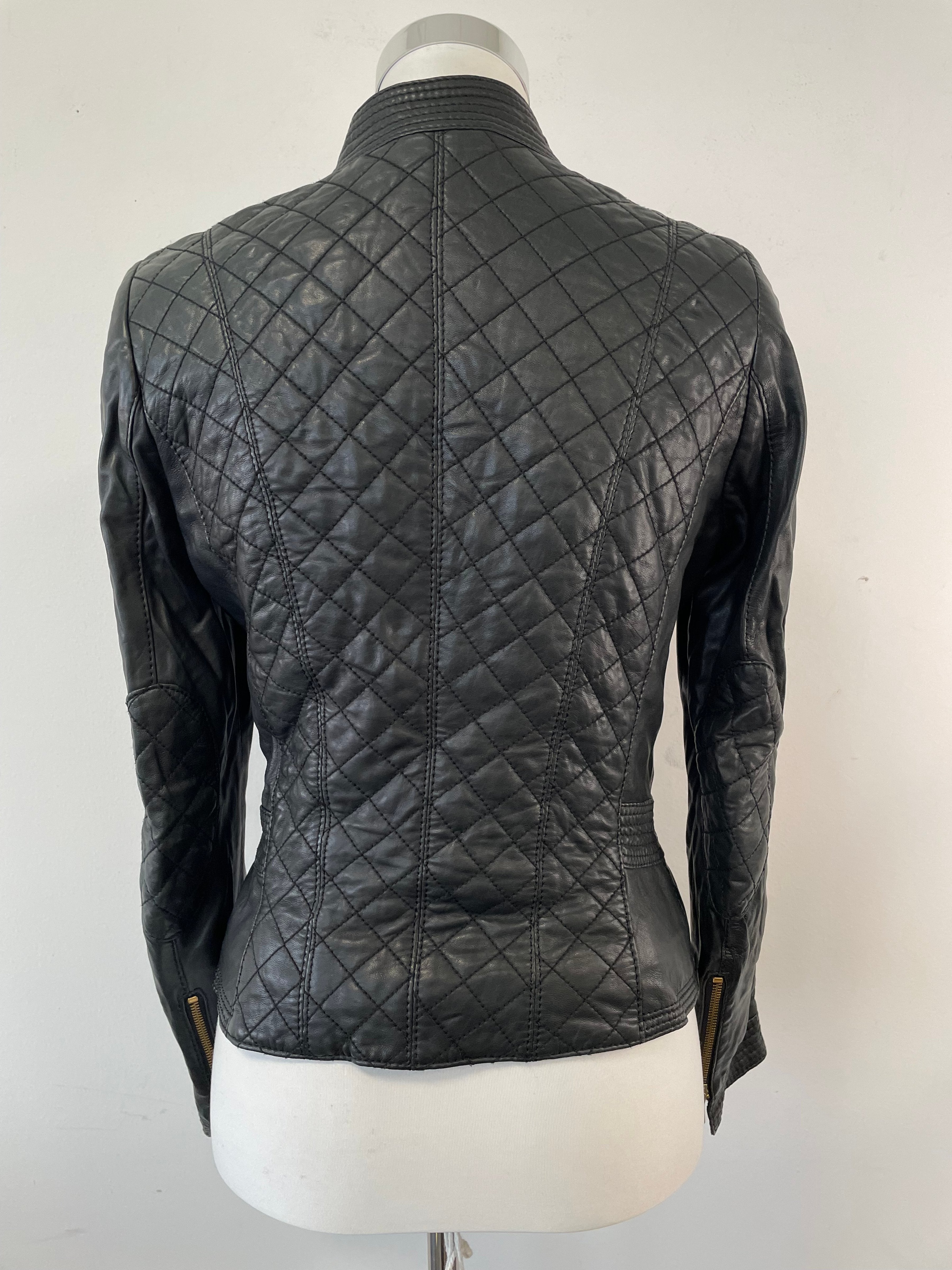 Schyia gesteppte Leder-Bikerjacke, Schwarz, Größe ?, Sehr Gut