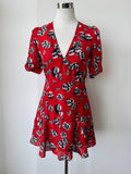 Réalisation Par Red Floral Silk Dress, Normal Use, 43cm Chest