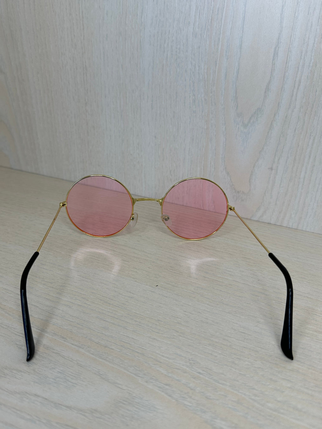 Vintage-Runde Sonnenbrille, Pink/Gold, Unisex, Guter Zustand, Linse 5 cm