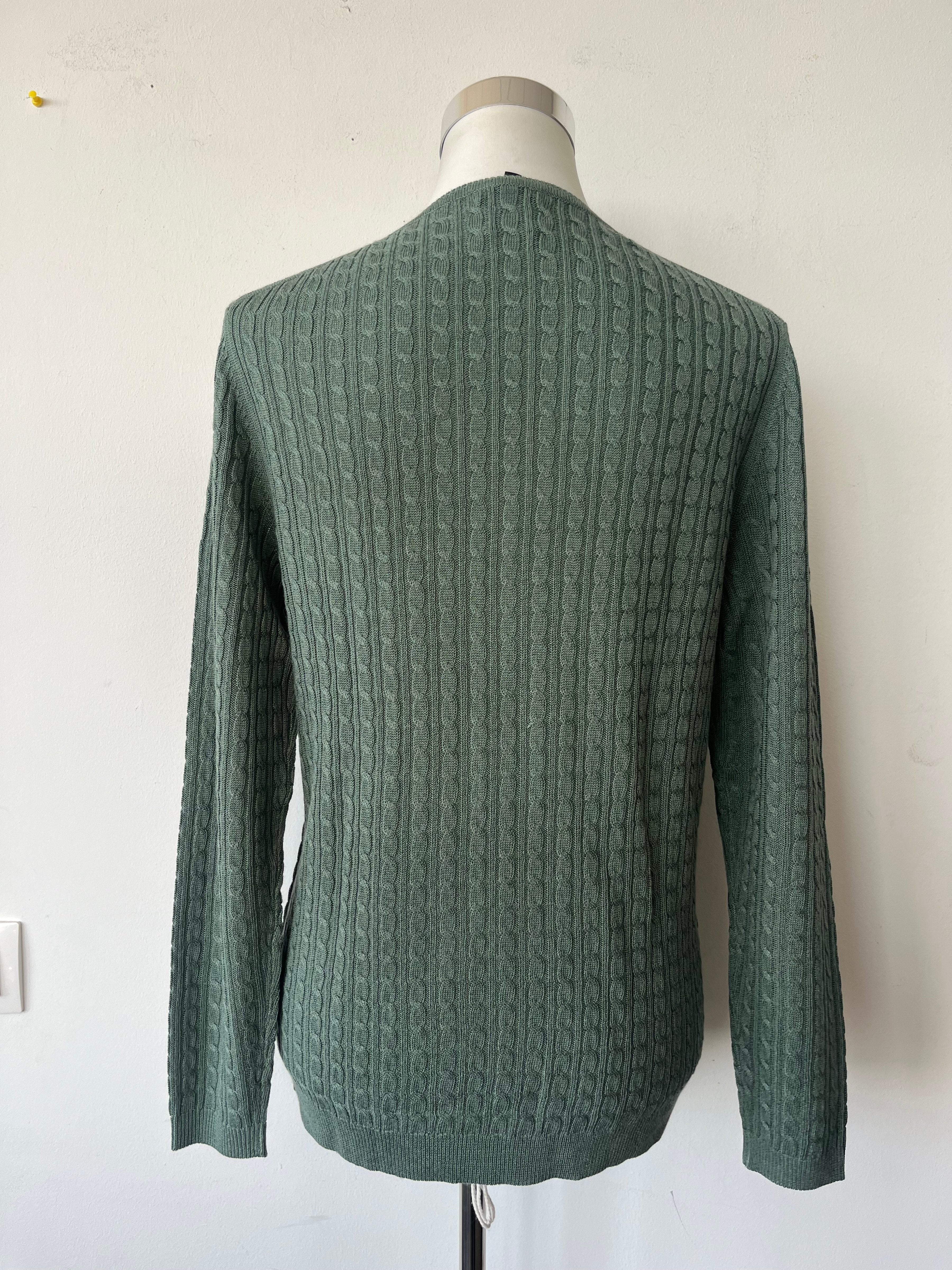 Massimo Dutti Grüner V-Ausschnitt Pullover, Größe L, Wie Neu