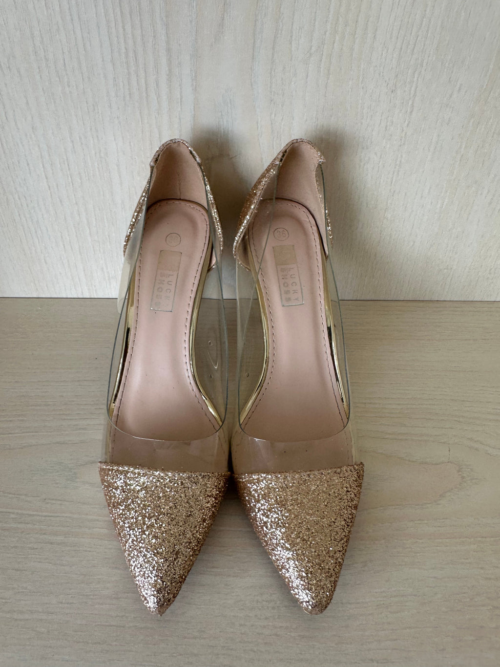 Gianvito Rossi Plexi Pumps, Gr. 36, Klar/Roségold, Sehr Guter Zustand