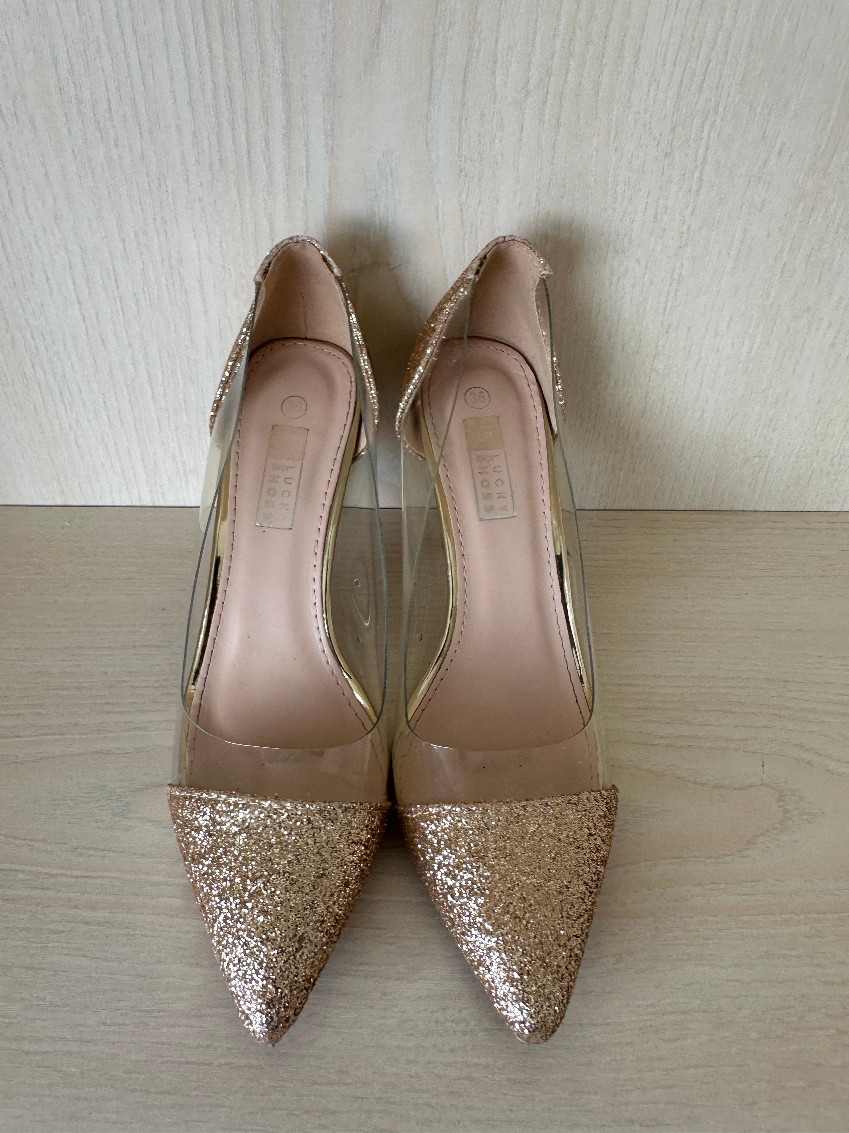Gianvito Rossi Plexi Pumps, Gr. 36, Klar/Roségold, Sehr Guter Zustand