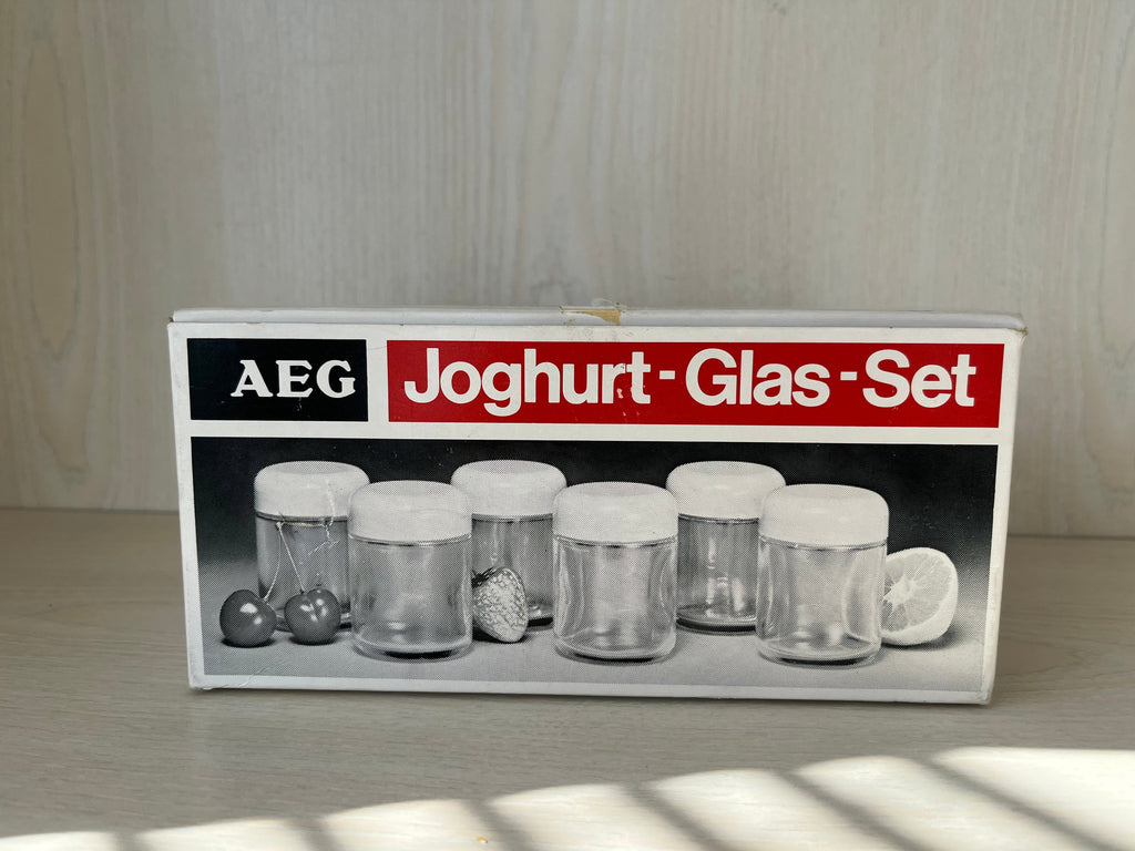 AEG Yogurt Glass Set JGS, Clear/Beige, Small, Very Good Condition