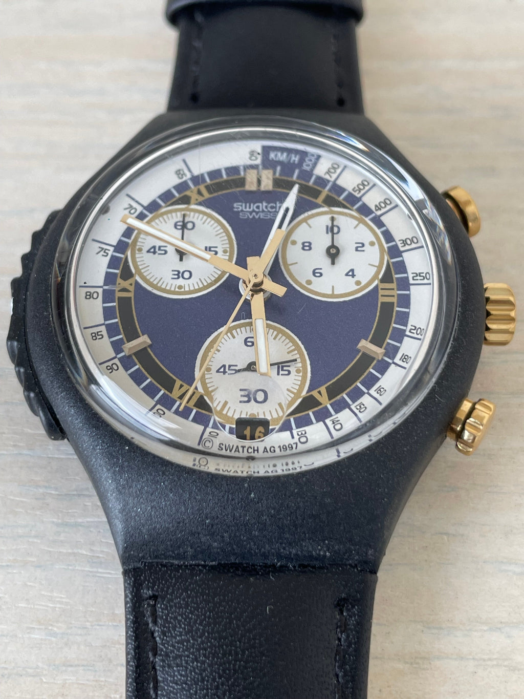 Swatch Uhr Blue Ring SOB405, Blau, Sehr Gut, 23,5 cm, 3,6 cm, Quarz