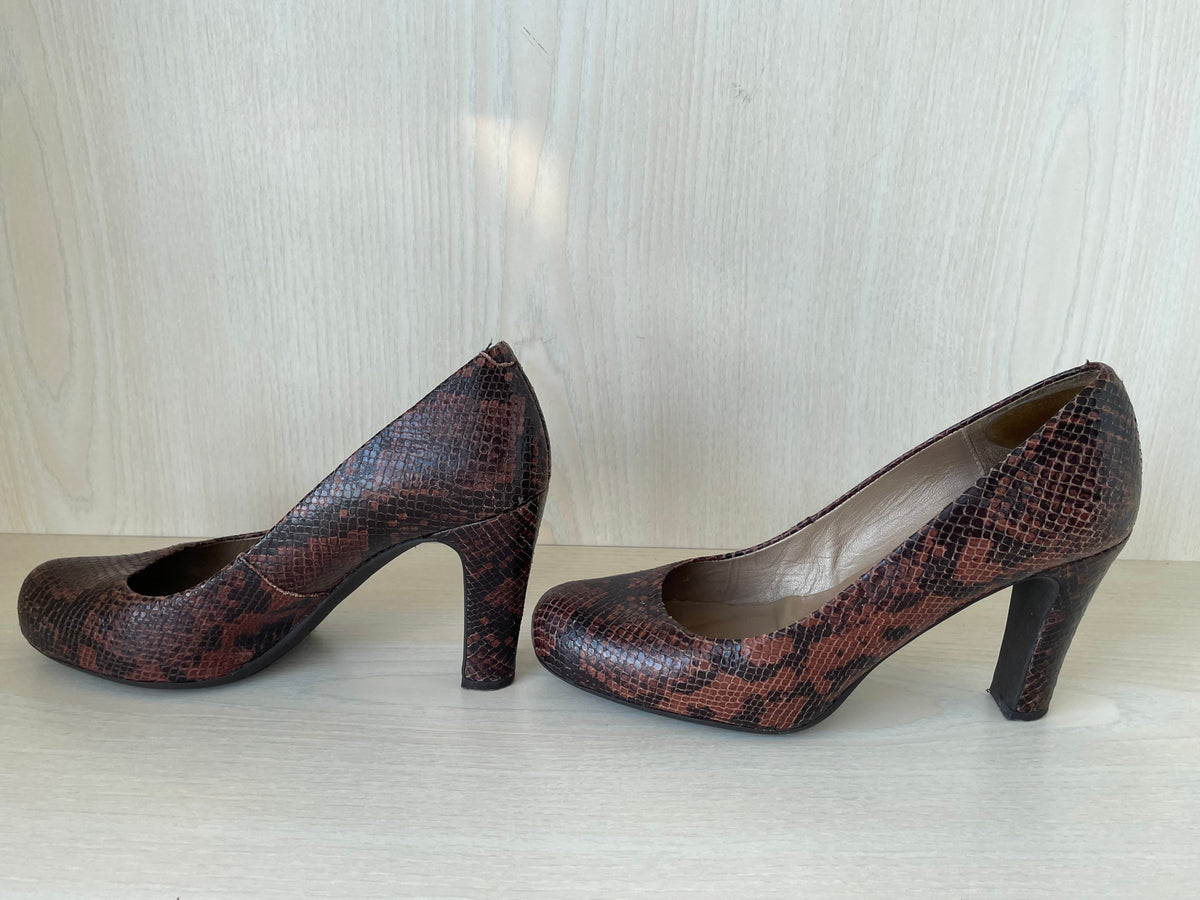 Unisa Brown Multi Snakeskin Pumps, Size 38 EU, Very Good Condition