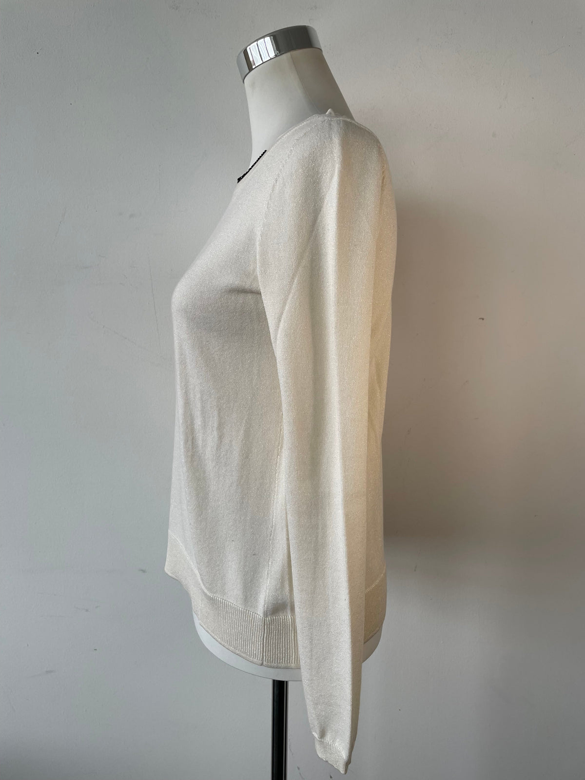Schumacher White Wool Blend Lightweight Sweater, Small, Very Good Condition
