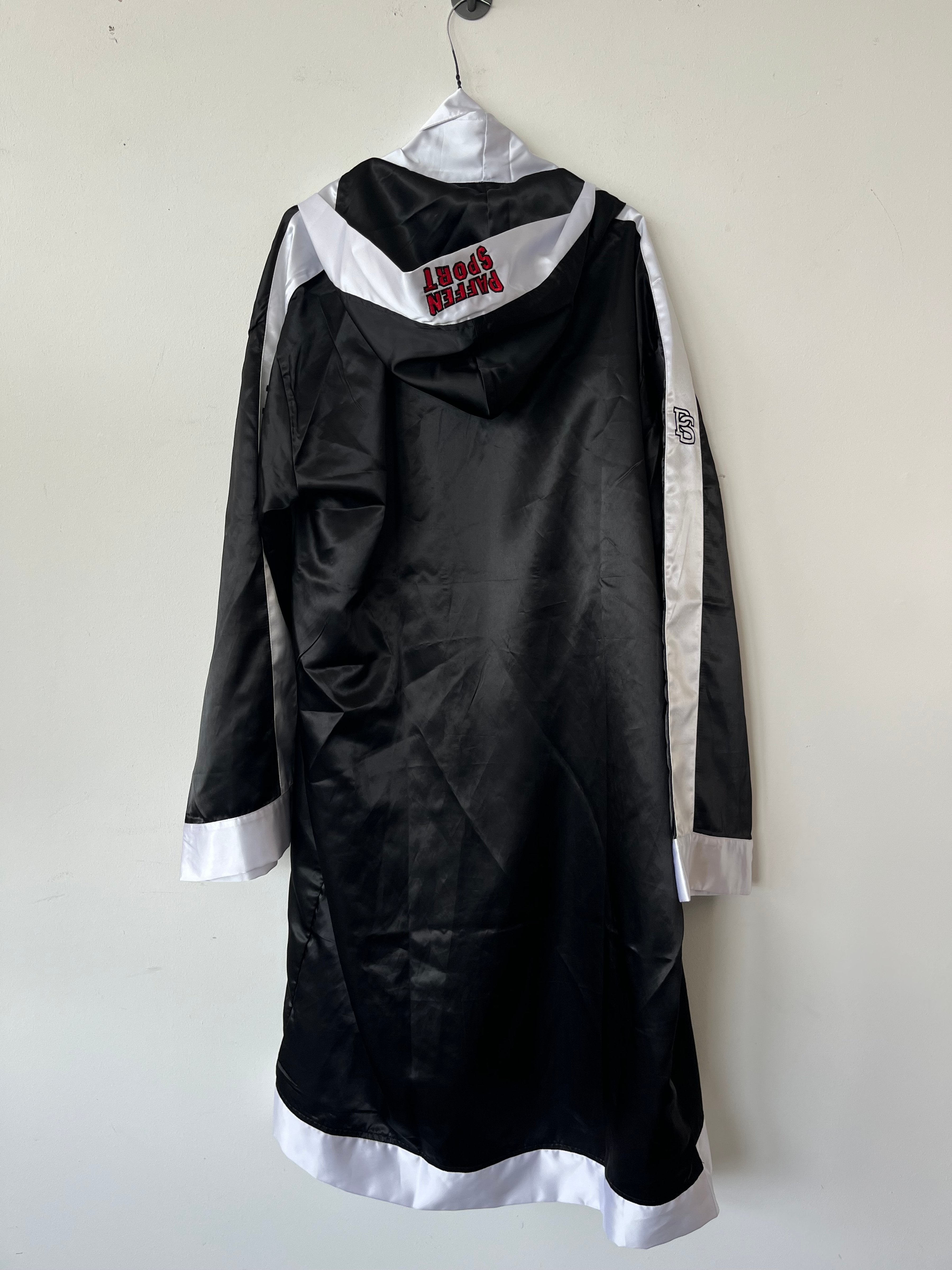 Paffen Sport Satin Boxing Robe, Black/White, Hood & Belt, Very Good Condition