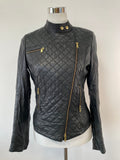 Schyia gesteppte Leder-Bikerjacke, Schwarz, Größe ?, Sehr Gut