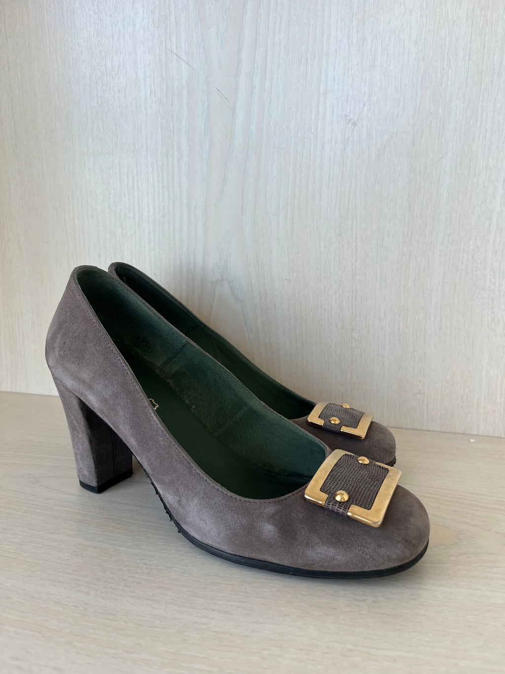 Valty Damen Wildlederpumps, Taupe, Gr. 39, Sehr Gut, Absatz 8,5 cm