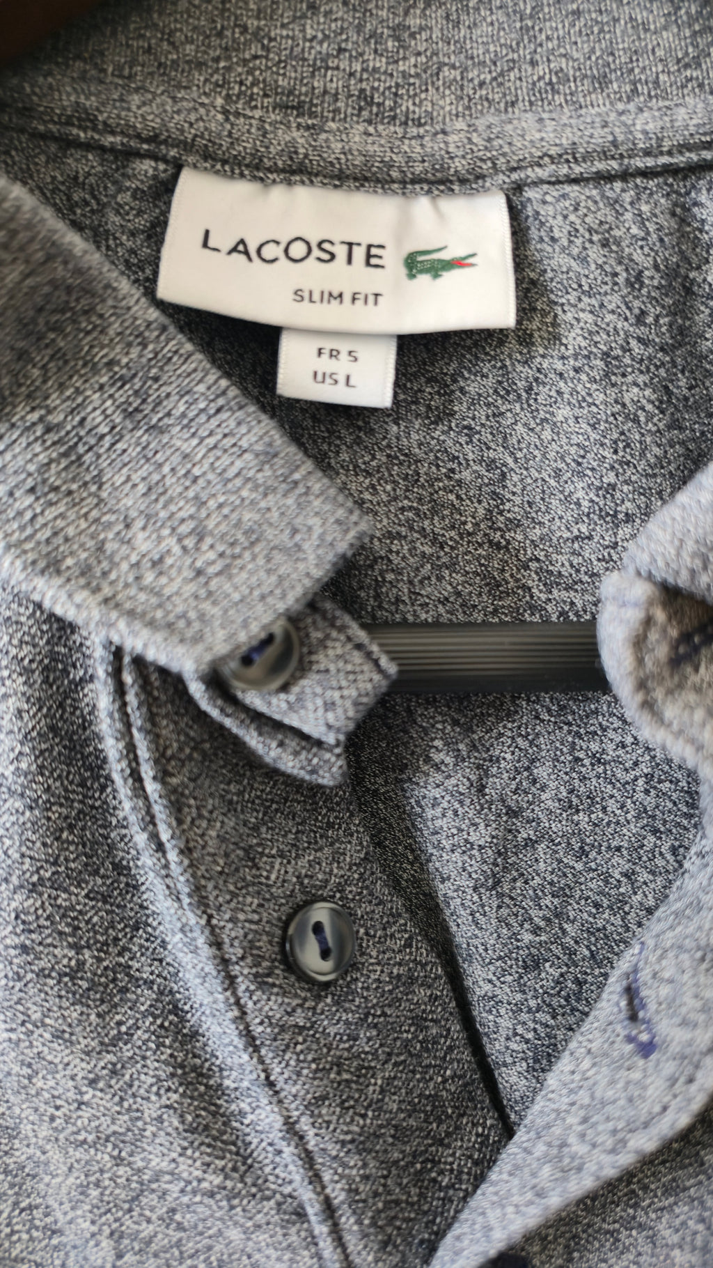 Lacoste Slim Fit Polo – Men’s, US L / FR 5, Gray, Good Condition