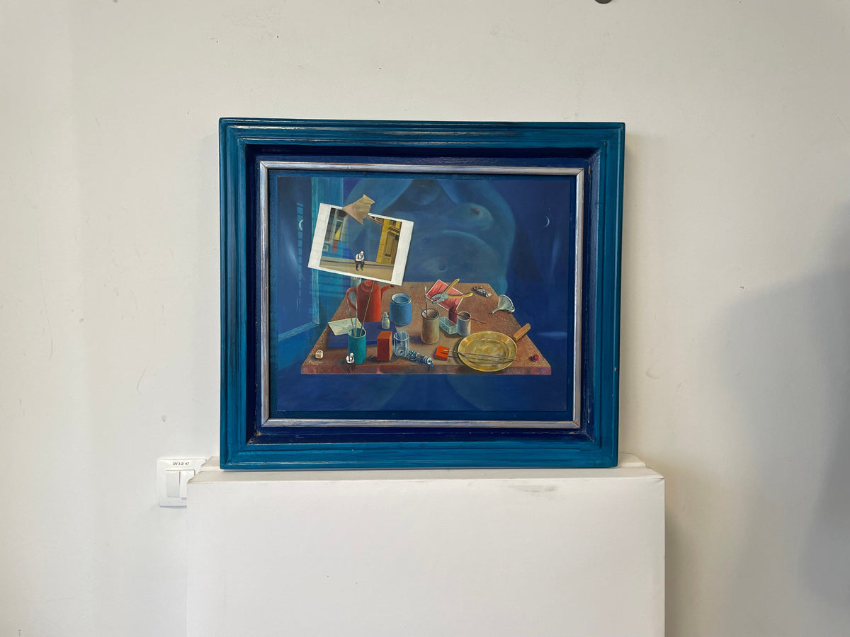 Sigurd Beyer Original Surrealistisches Gemälde Blau Groß Sehr Gut 1998
