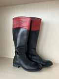 Tommy Hilfiger Damen Leder Reitstiefel EU 40 Schwarz/Rot Sehr Gut