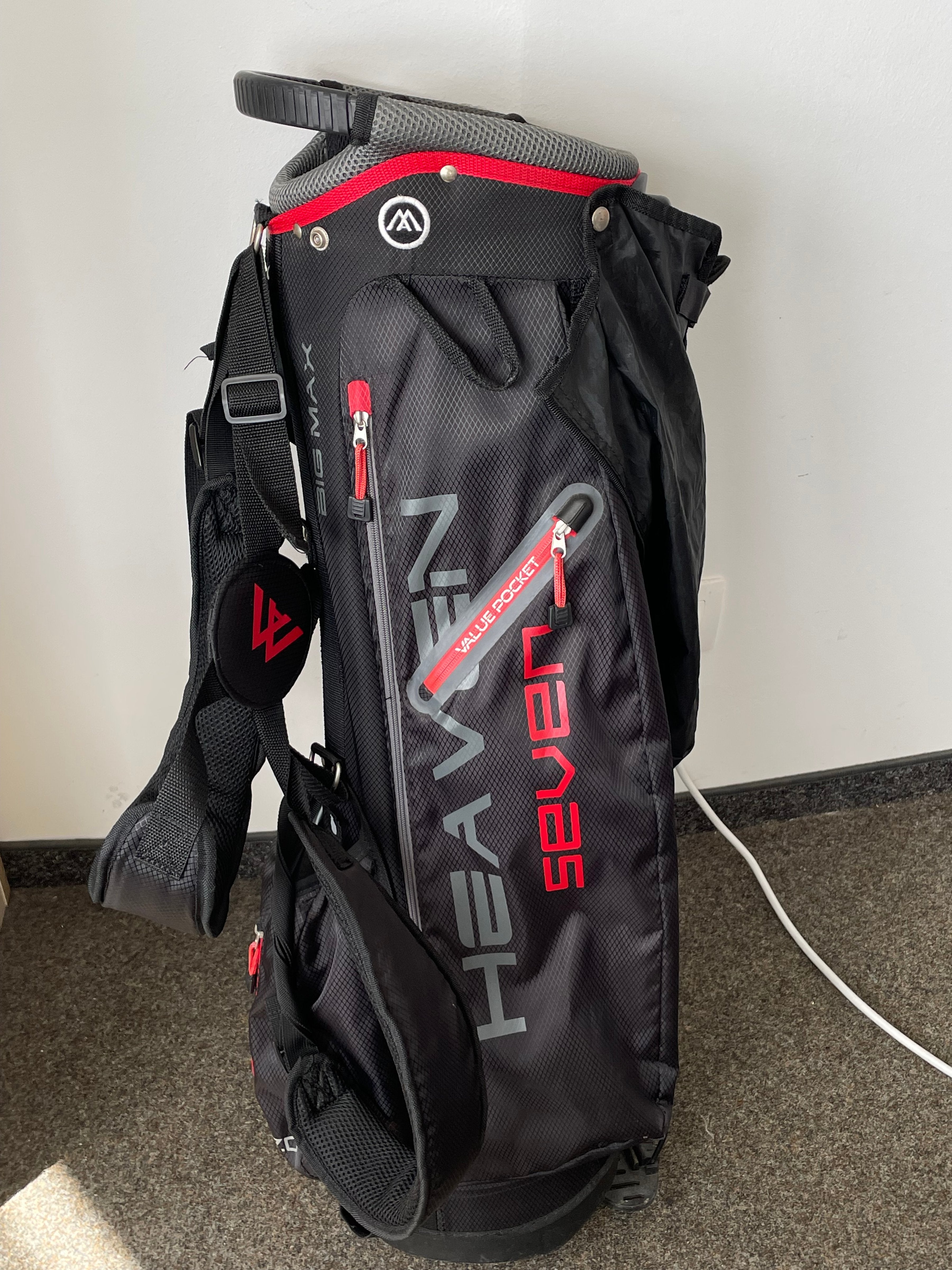 Big Max Golfbag Heaven Seven G, Schwarz/Rot, Sehr Gut, Höhe 87 cm