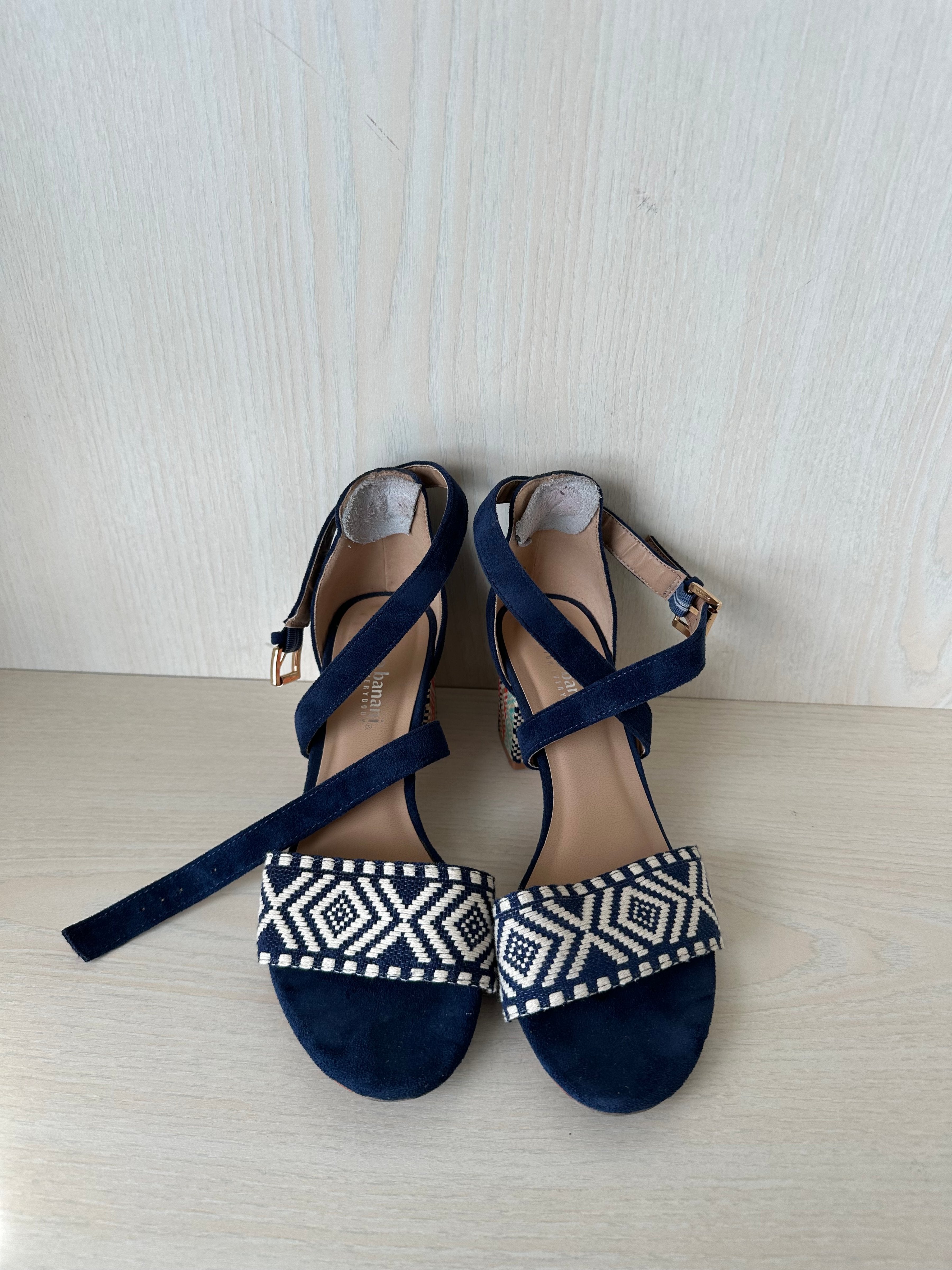 Bruno Banani Block Heel Sandalen, Navy Blau, Gr. 37, Sehr Gut