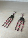 Antika Ohrringe Dangle Pink Rose 10cm Sehr Gut
