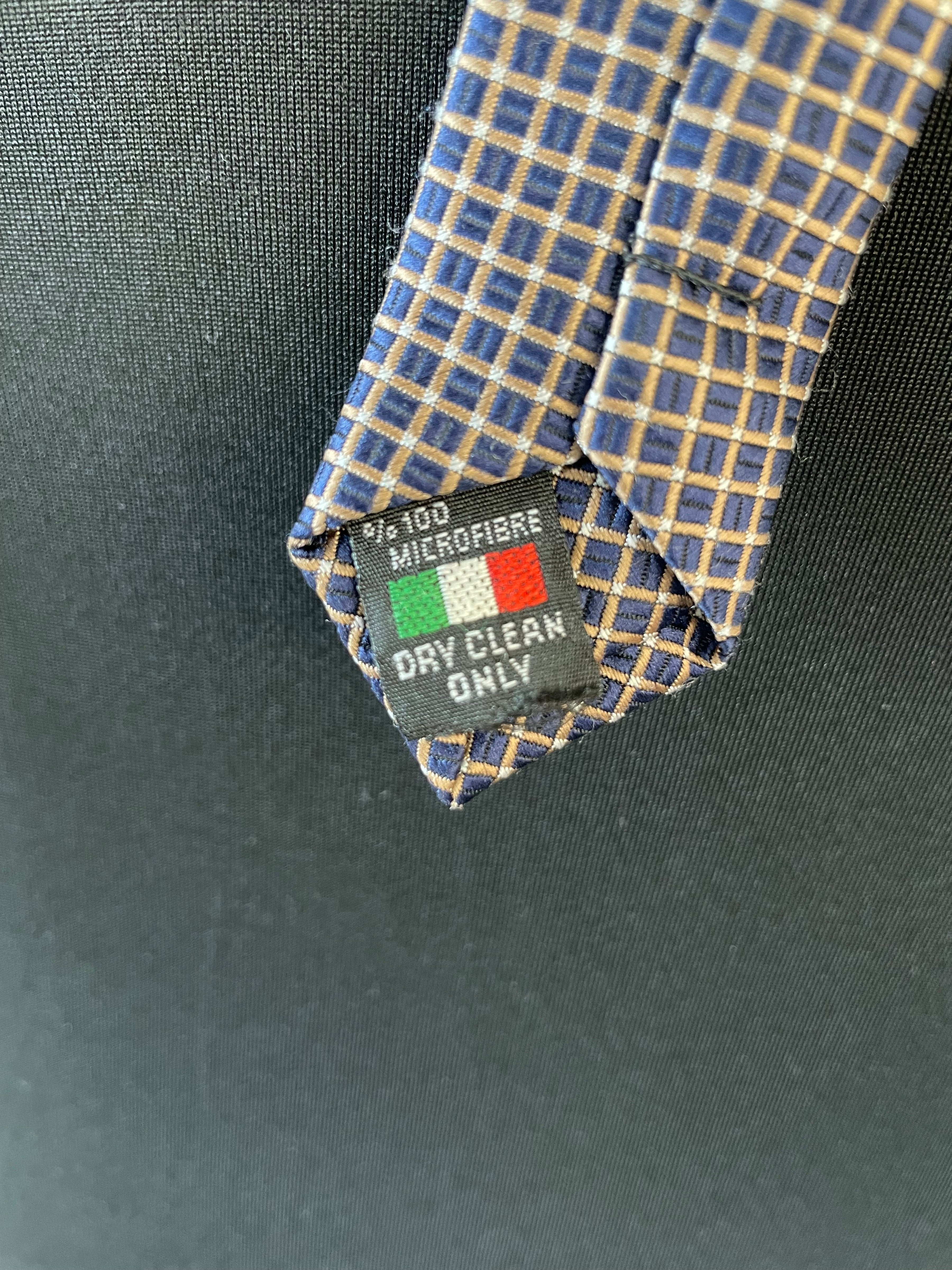 Giovanni Lidano Seidenkrawatte Milano Blau Kariert 155.5x6cm Sehr Gut