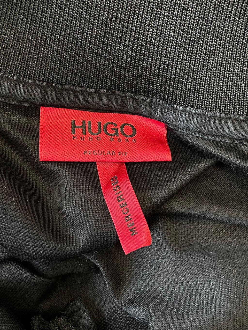 HUGO by Hugo Boss Quarter-Zip Polo, Black/Red Trim, Size M, Very Good