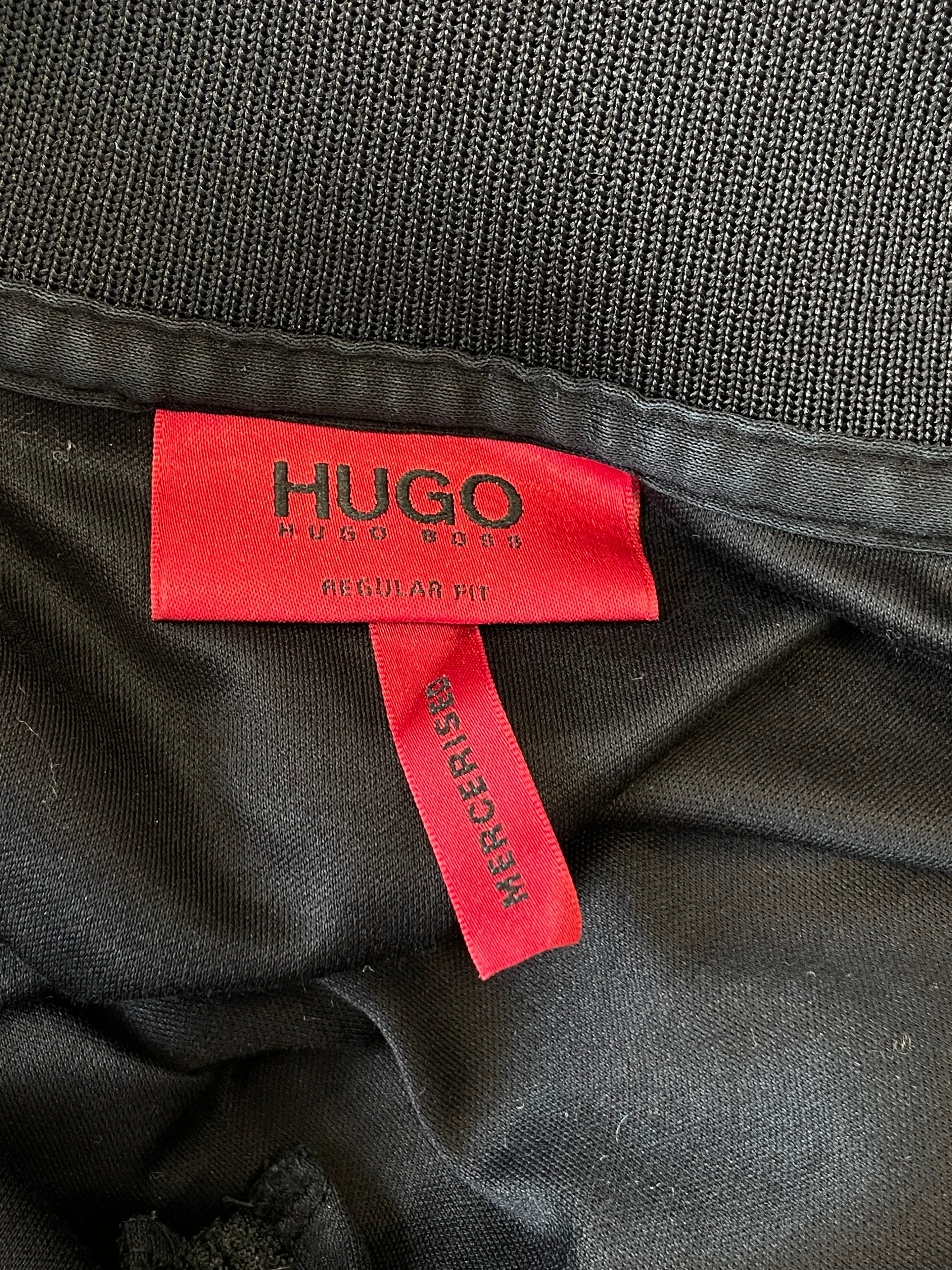 HUGO by Hugo Boss Quarter-Zip Polo, Black/Red Trim, Size M, Very Good