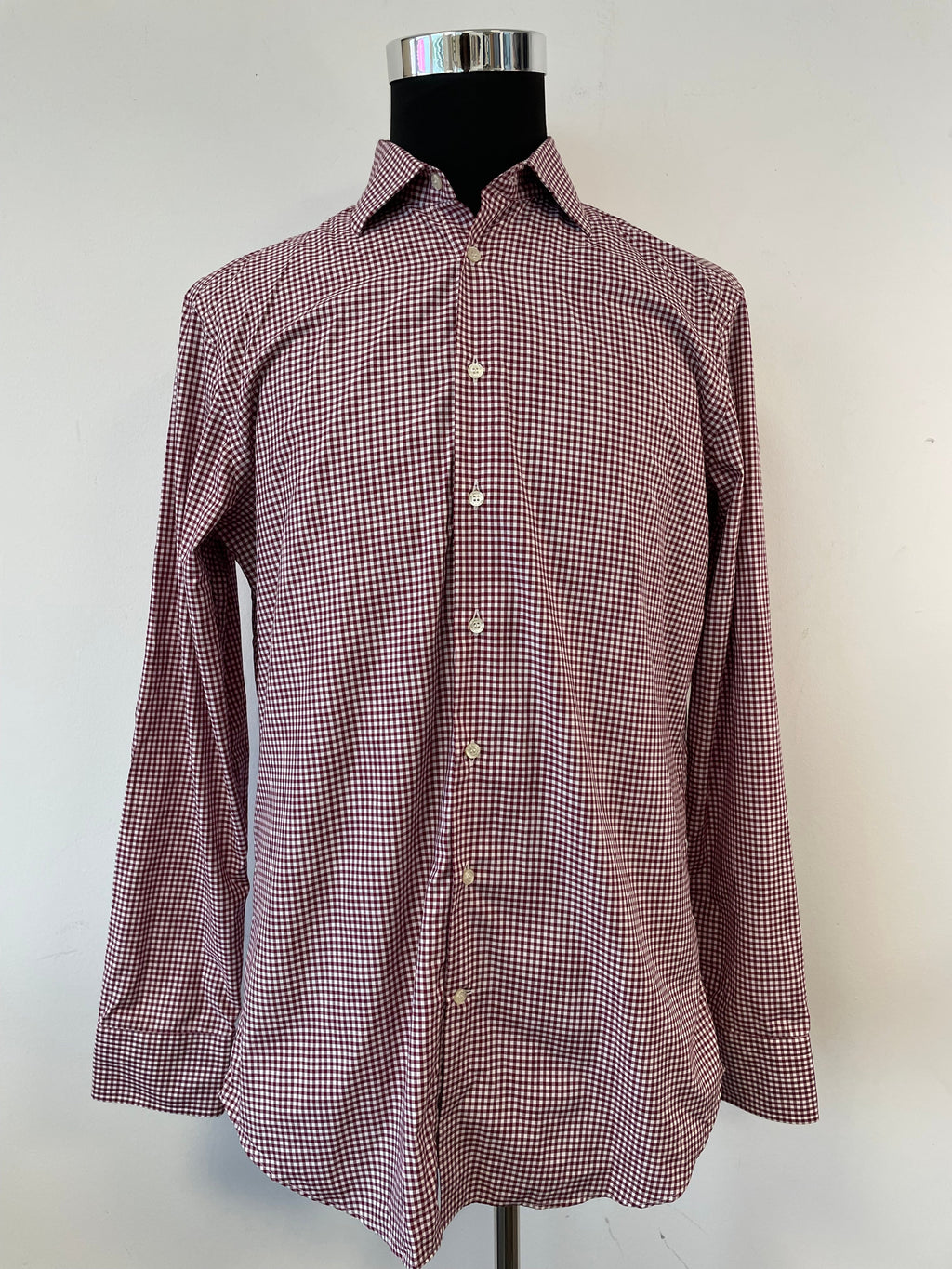 Etro Herrenhemd Größe 42 (L) Rot/Weiß Karo – Sehr Gut – Made in Italy
