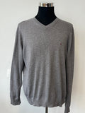 Tommy Hilfiger Cotton V-Neck Sweater, Grey, Size L, Very Good Condition