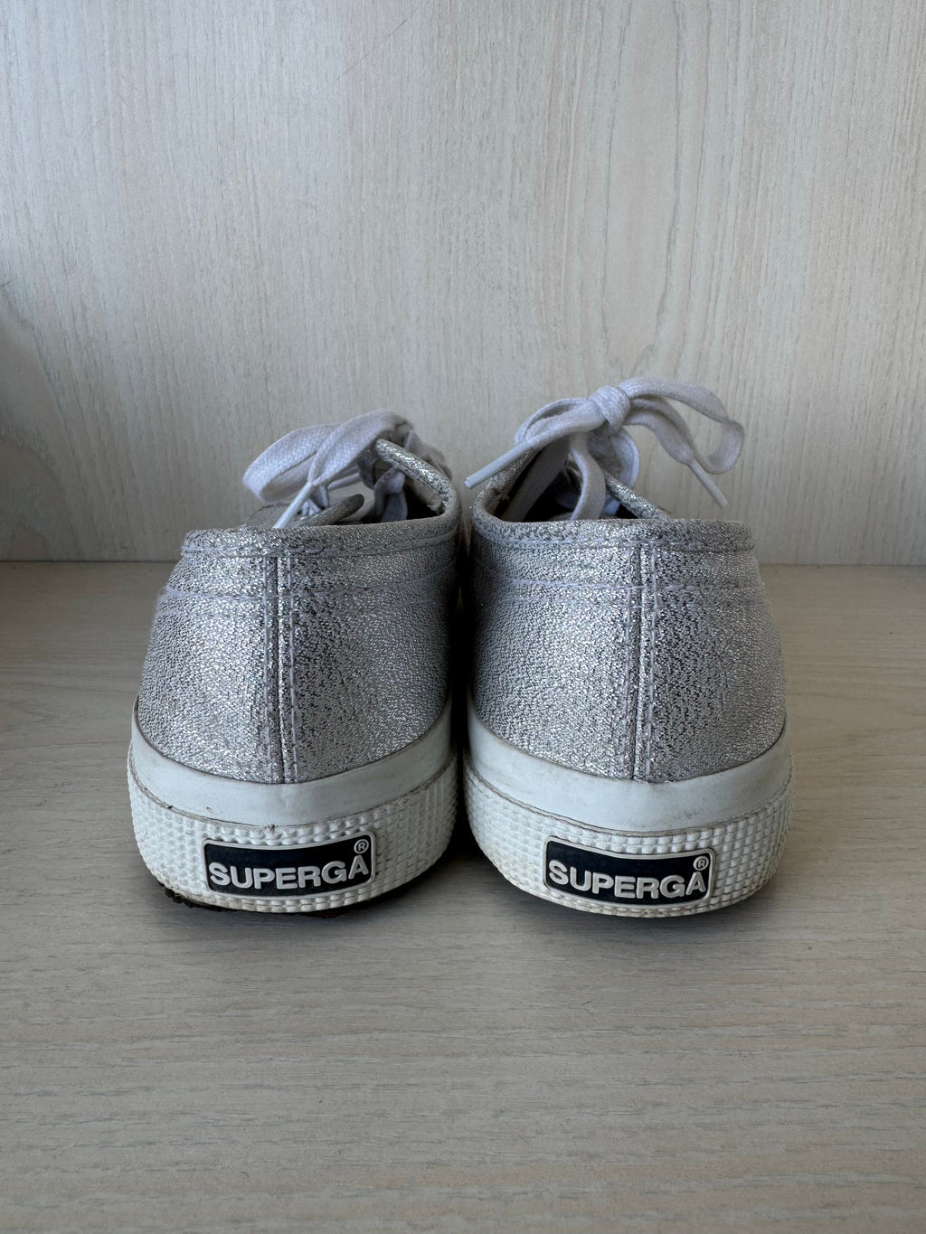 Superga 2790 Lamew Sneakers Silver Lamé Fabric Size 36 Good Condition