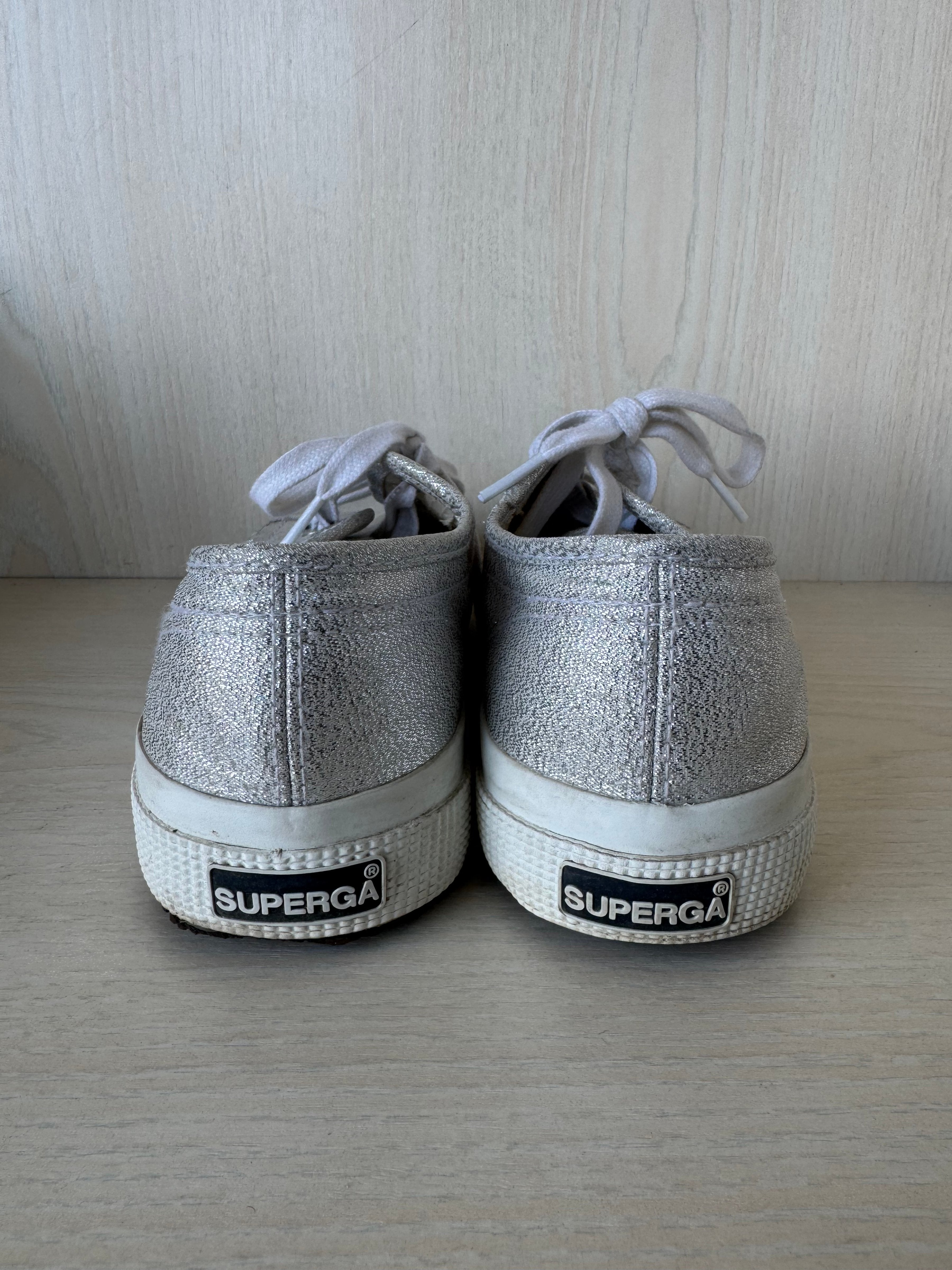 Superga 2790 Lamew Sneakers Silver Lamé Fabric Size 36 Good Condition
