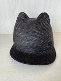 Maison Michel Jamie Cat-Ear Straw Cap, Black, Size S, New w/ Tags