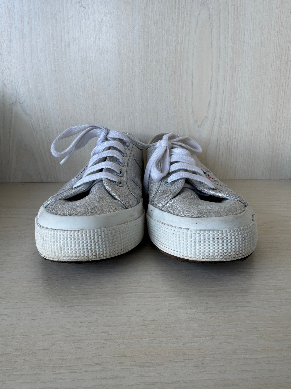 Superga 2790 Lamew Sneakers Silver Lamé Fabric Size 36 Good Condition
