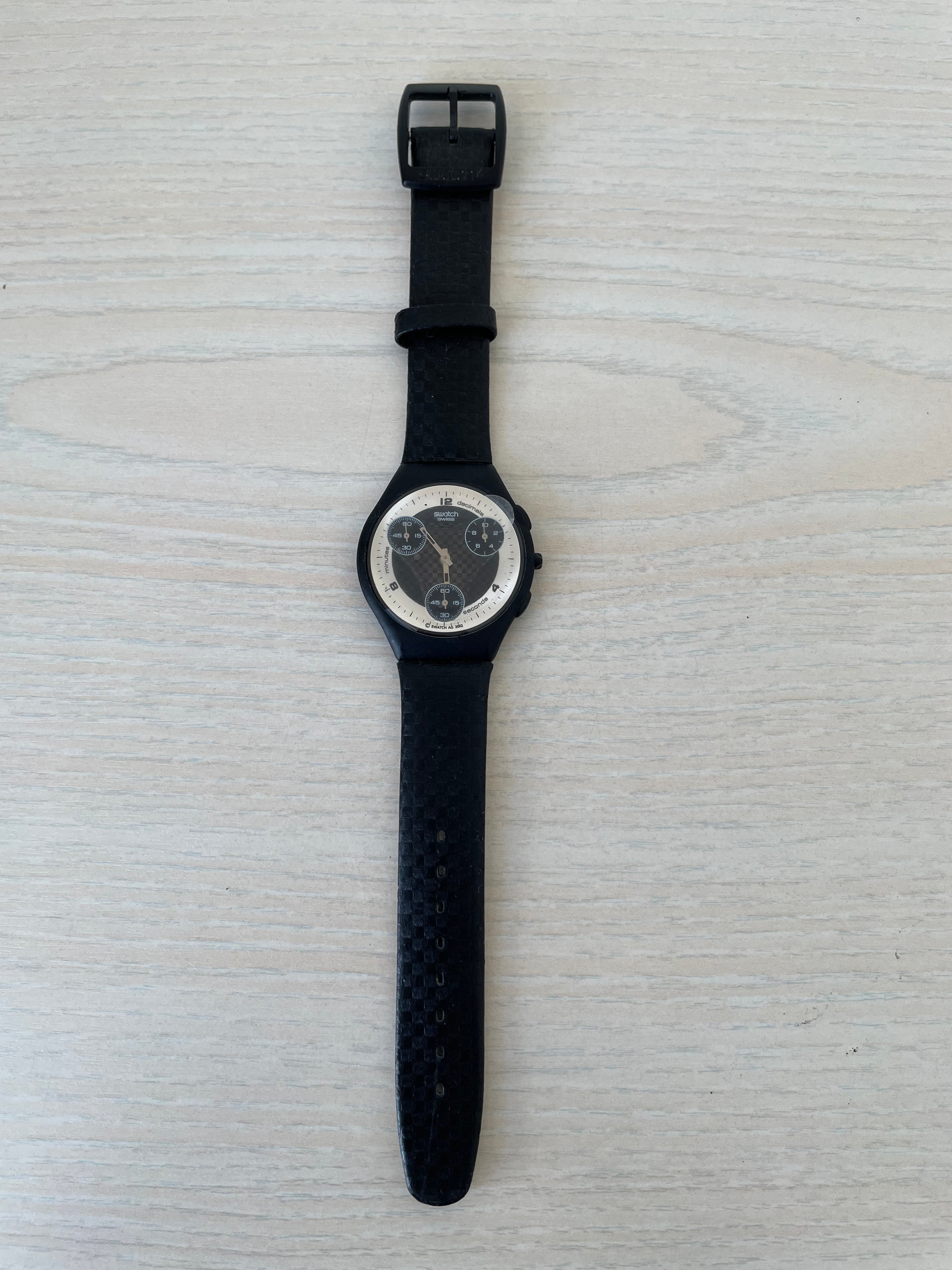 Swatch Uhr Skin Chrono, sehr gut, 38mm, Schwarz, Quarz, inkl. Batterie