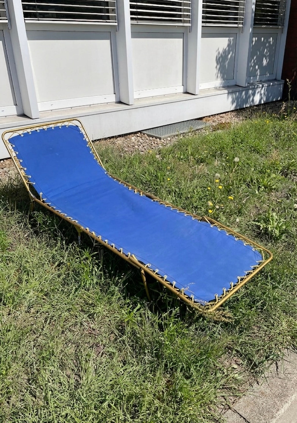 Lafuma Vintage Klappbett, Blau/Gold, 194x63 cm, Sehr Gut, 2 Stück verfügbar