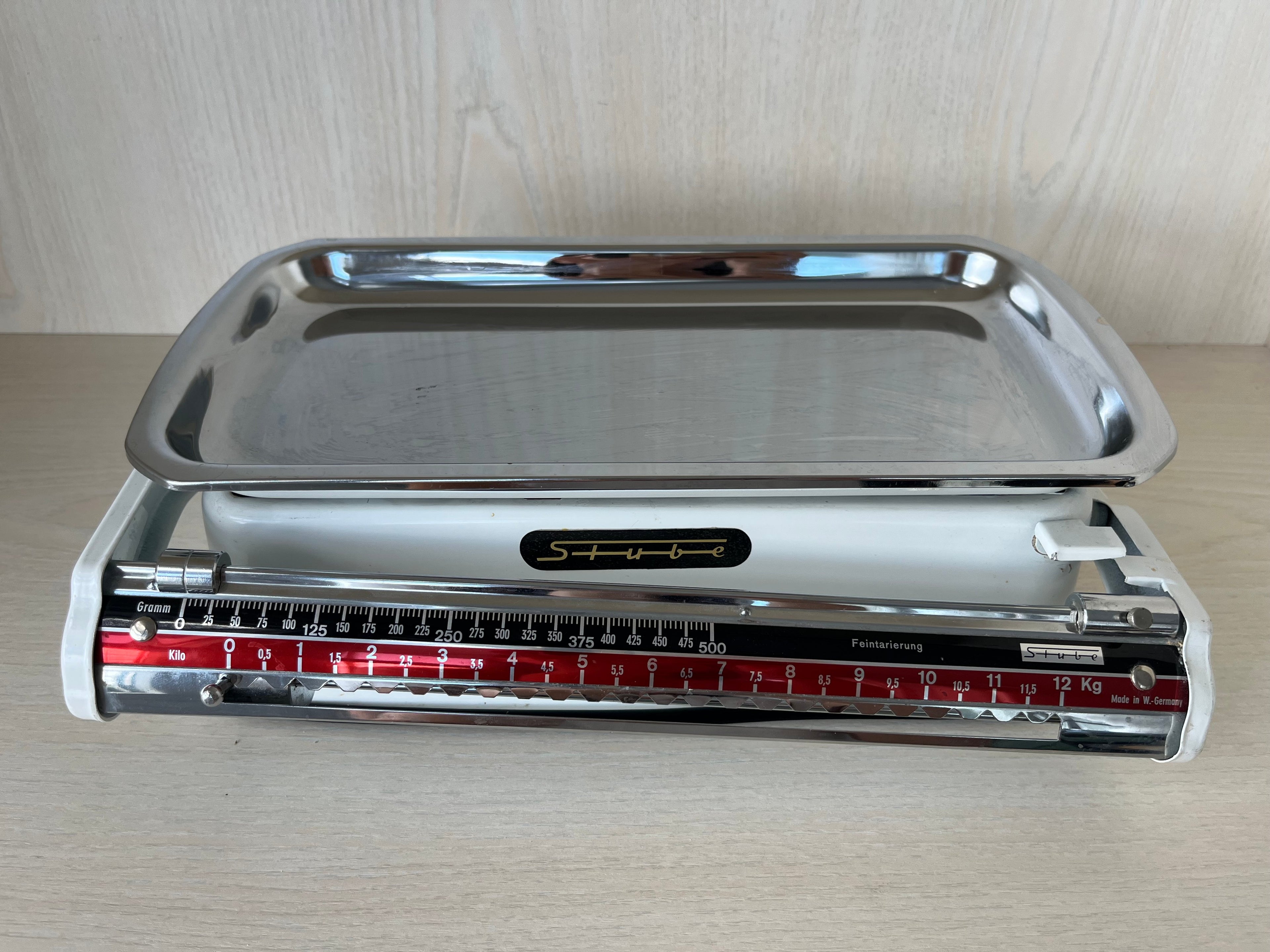 Stube Küchenwaage Vintage Feintarierung, Chrom, Sehr Gut, 12 kg
