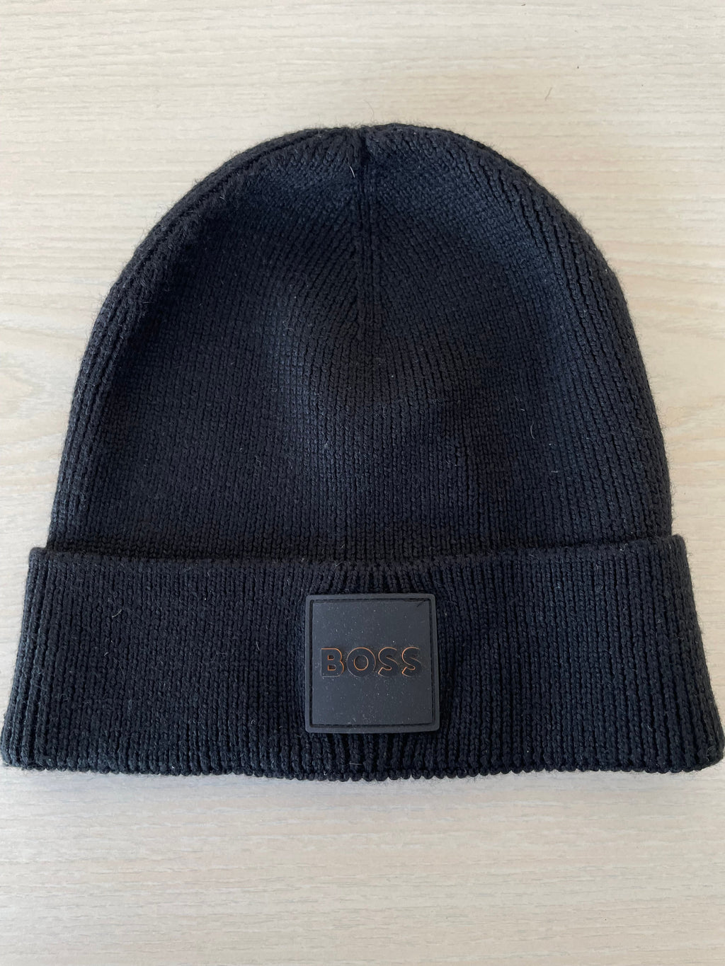 BOSS Foxxy-1 Beanie, Black, Ribbed Knit, One Size, Very Good Condition