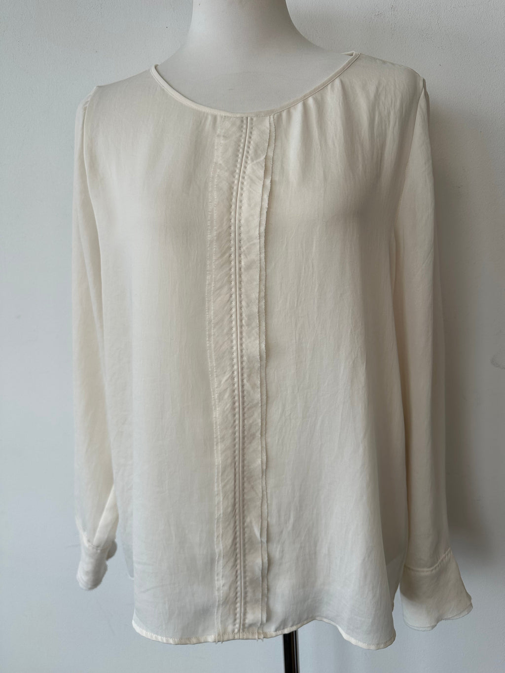 Marc Cain Sheer Long Sleeve Blouse, Ivory, Size M, Very Good Condition
