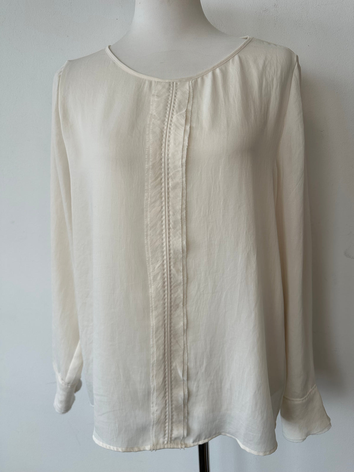Marc Cain Sheer Long Sleeve Blouse, Ivory, Size M, Very Good Condition
