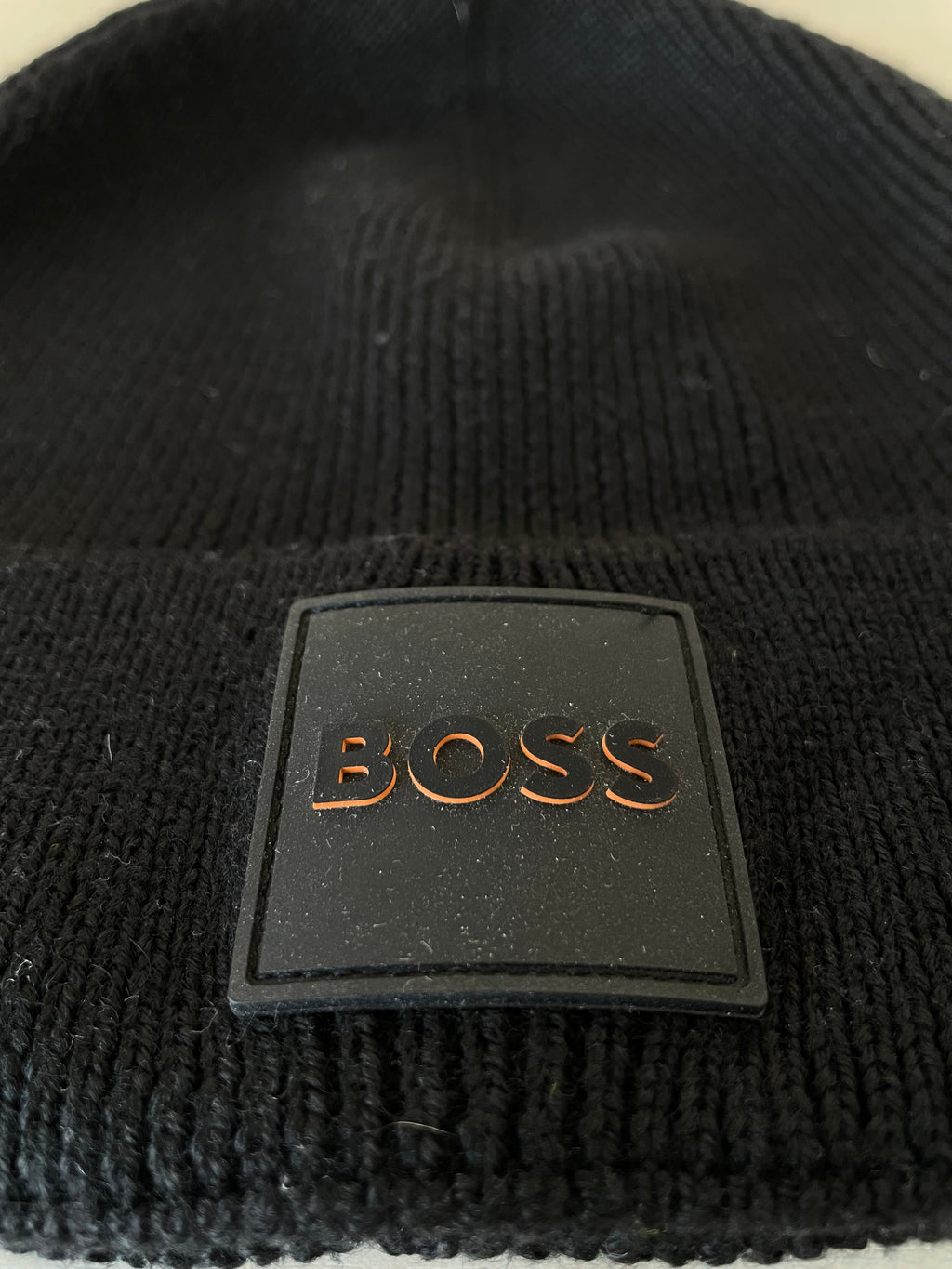 BOSS Foxxy-1 Beanie, Black, Ribbed Knit, One Size, Very Good Condition