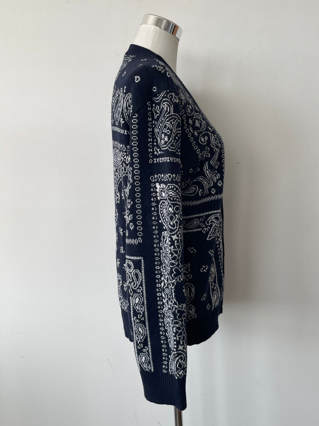 INTHEBOX Bandana Cardigan, Black/White Paisley, Size S, Very Good Condition