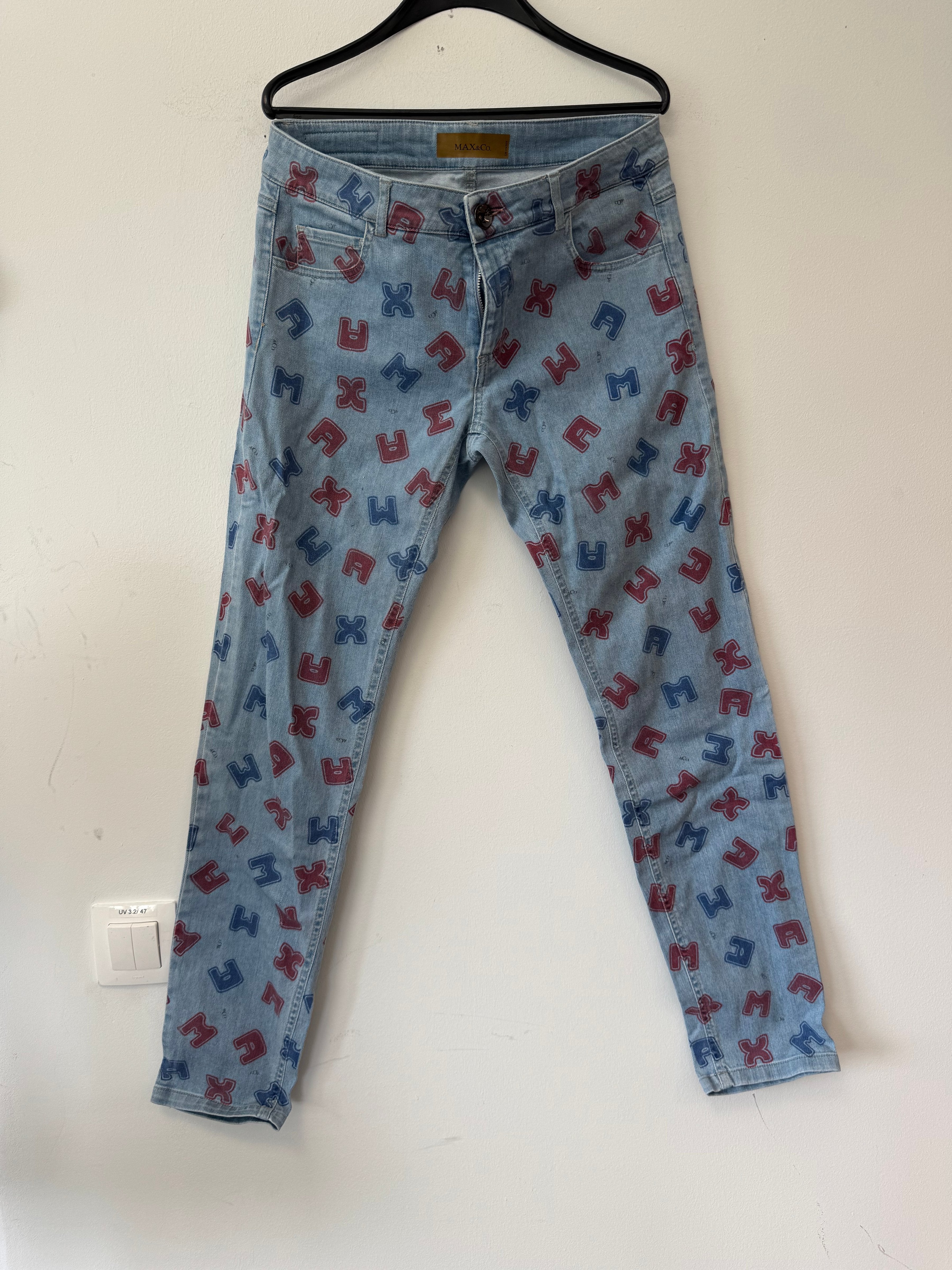 MAX&Co Alphabet Monogram Jeans Size 29 Light Blue Very Good Condition