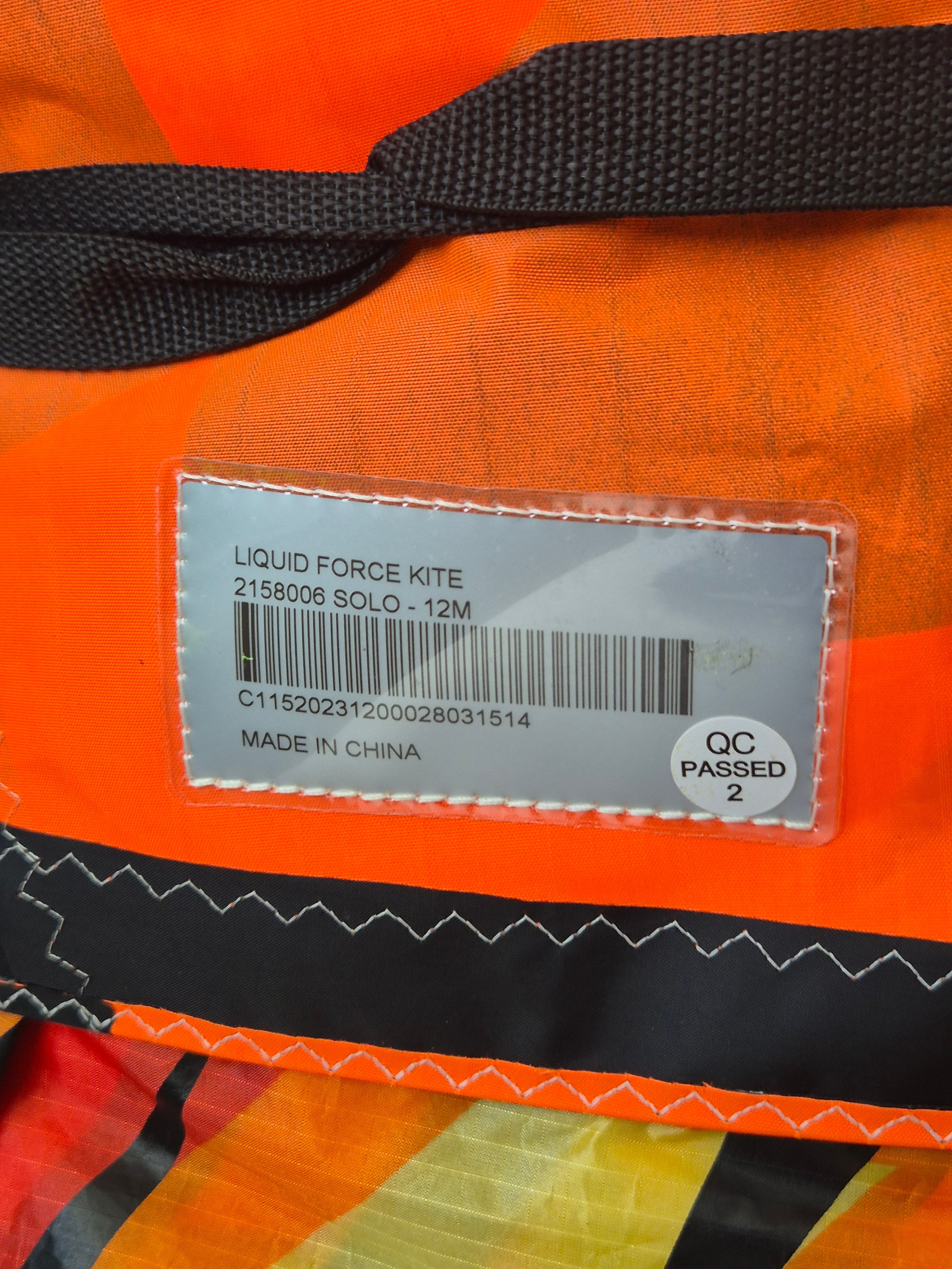 Liquid Force Solo Kite 12m Gelb/Orange/Schwarz Sehr Gut