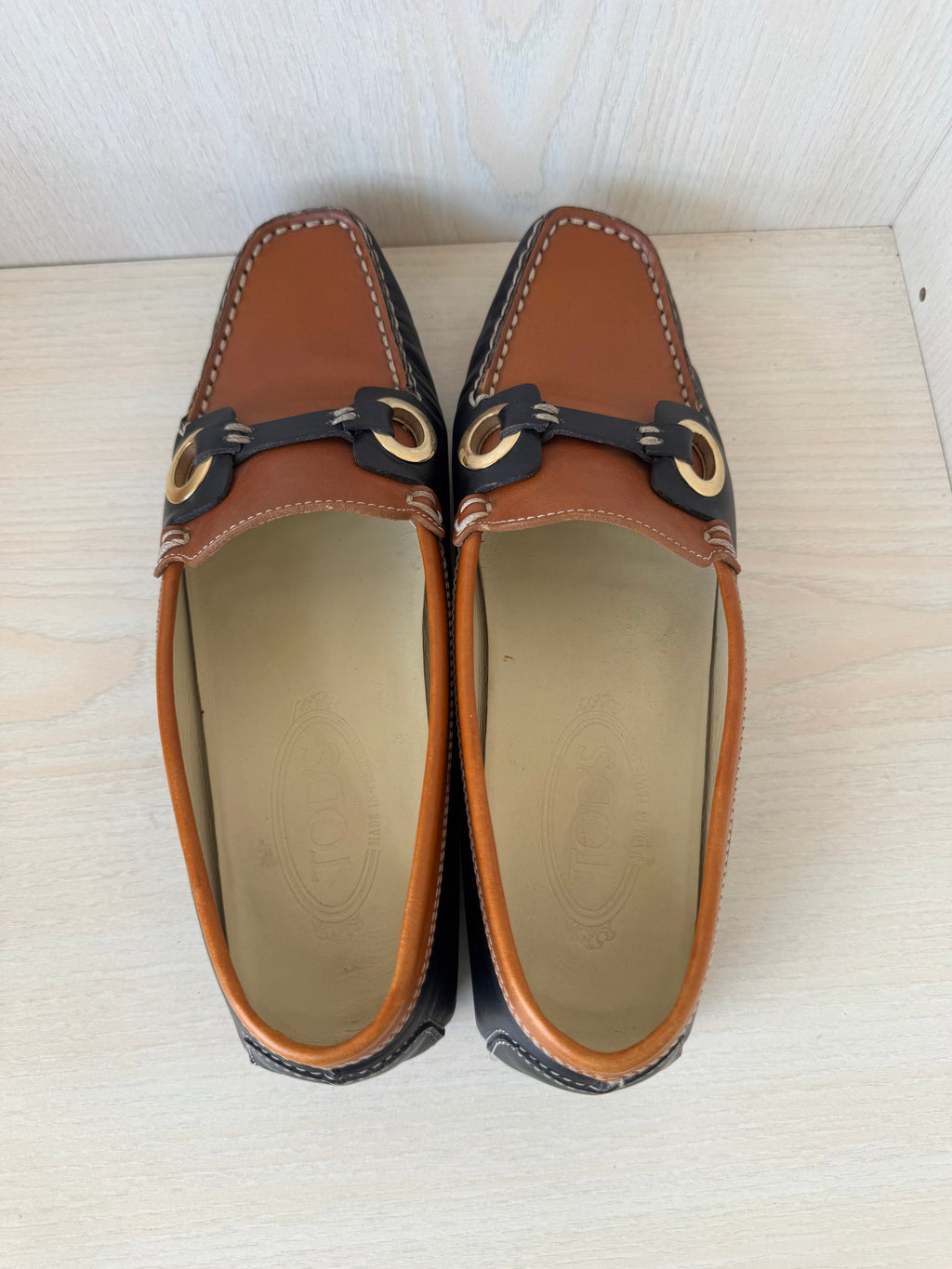 Tod’s Horse Bit Loafers EU 39.5 Brown/Black Leather Very Good Condition