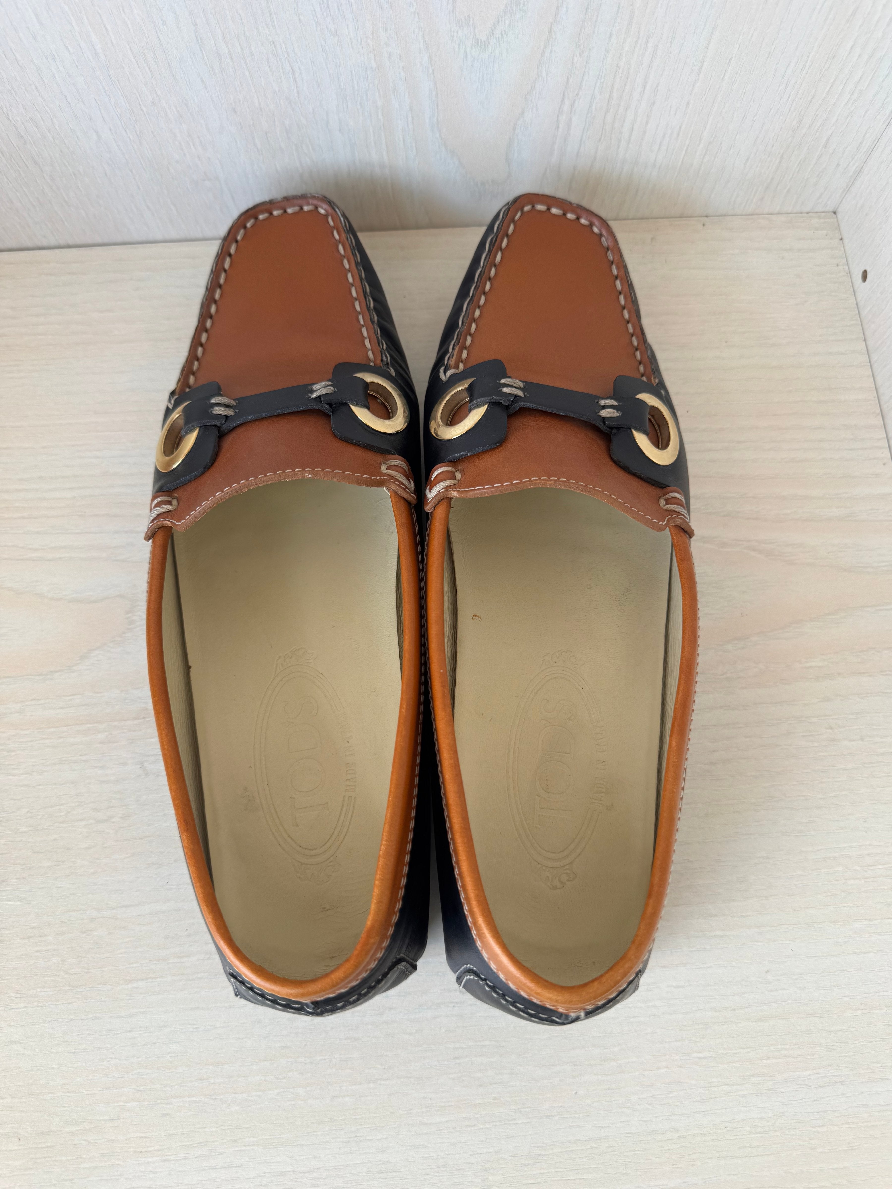 Tod’s Horse Bit Loafers EU 39.5 Brown/Black Leather Very Good Condition