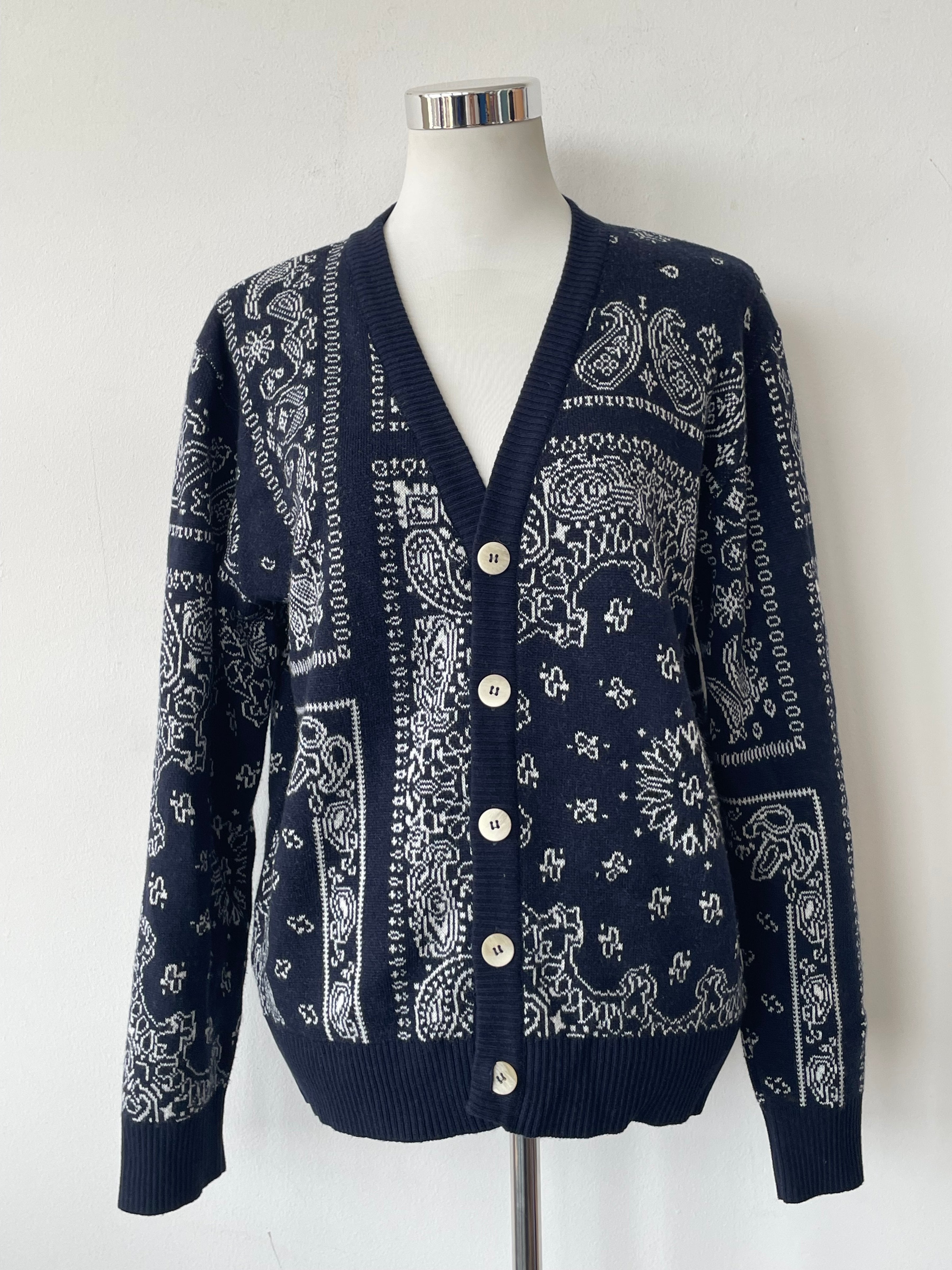 INTHEBOX Bandana Cardigan, Black/White Paisley, Size S, Very Good Condition