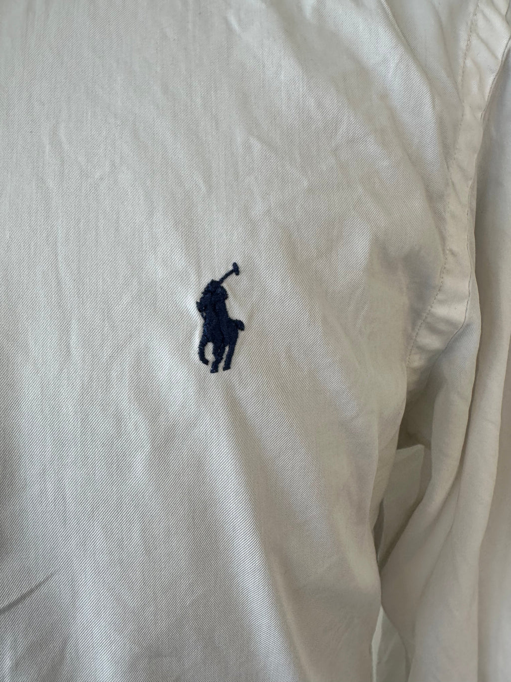 Ralph Lauren White Shirt Slim Fit Featherweight Twill Medium - Holes on Sleeve
